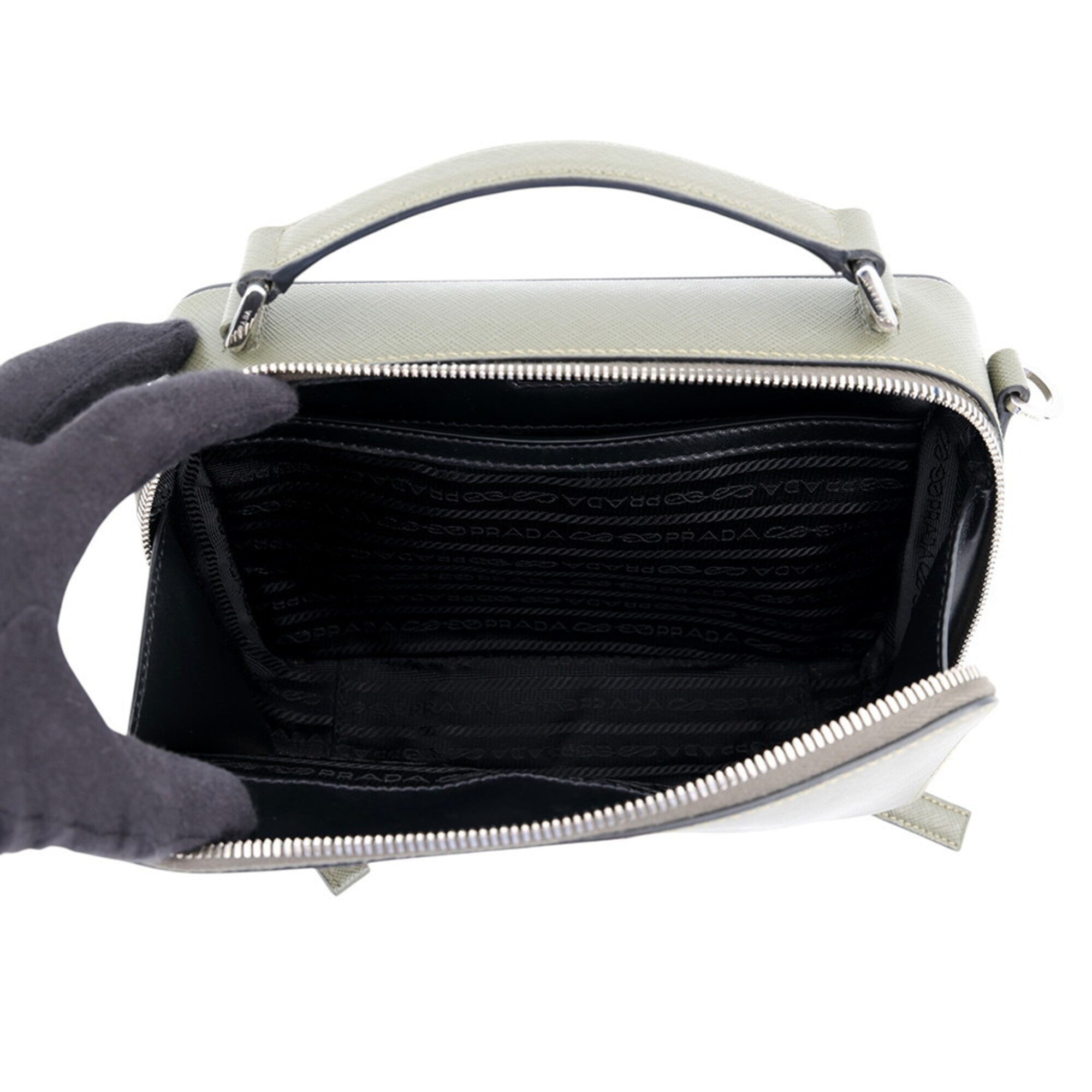 Prada Khaki Saffiano Handbag Shoulder Bag (Pre-Owned)
