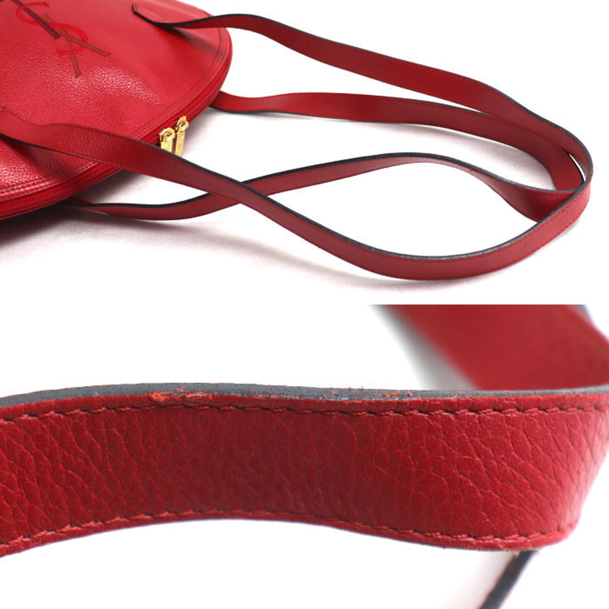 Saint Laurent Red Color Leather Tote Bag (Pre-Owned)