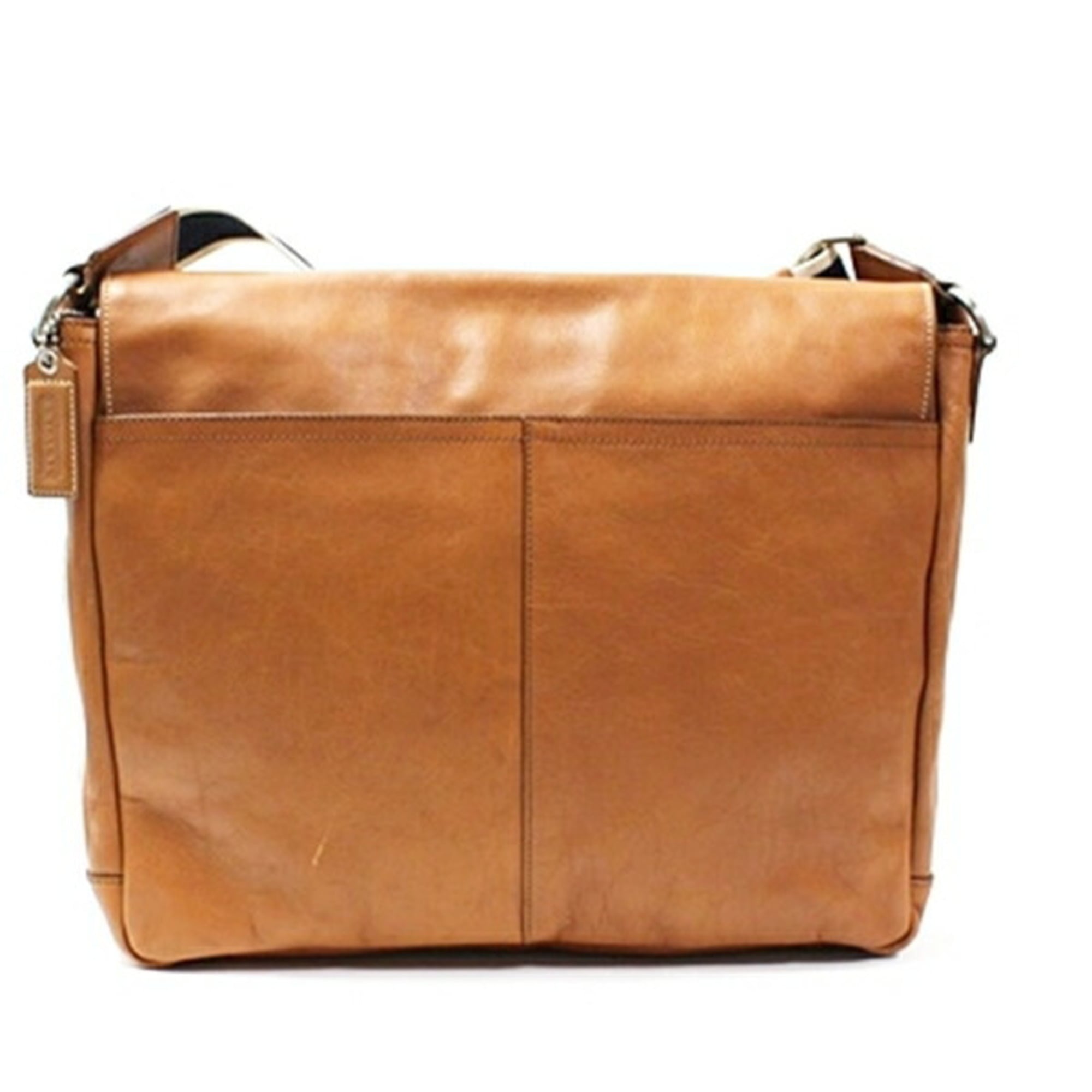 Coach Brown Dark Brown Navy White Leather Shoulder Bag (Pre-Owned)