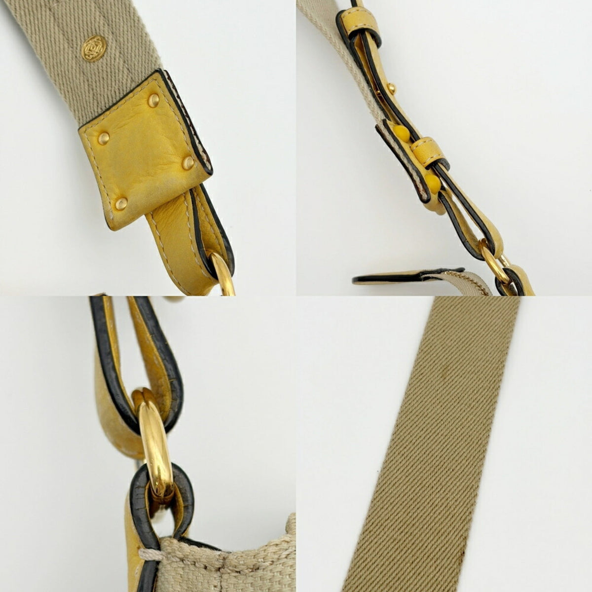Loewe Beige Yellow Canvas Leather Shoulder Bag (Pre-Owned)