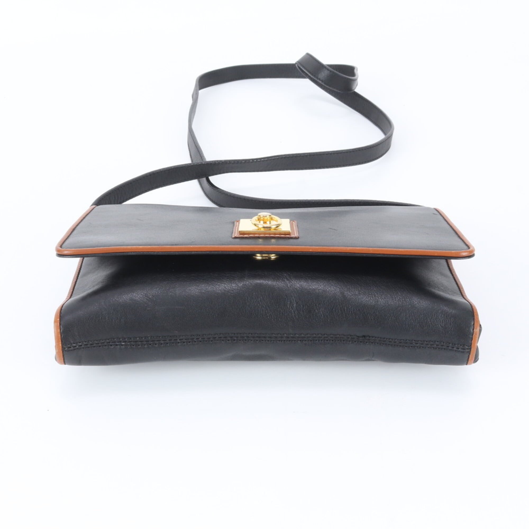 Celine Black Brown Leather Handbag Shoulder Bag Tote Bag (Pre-Owned)