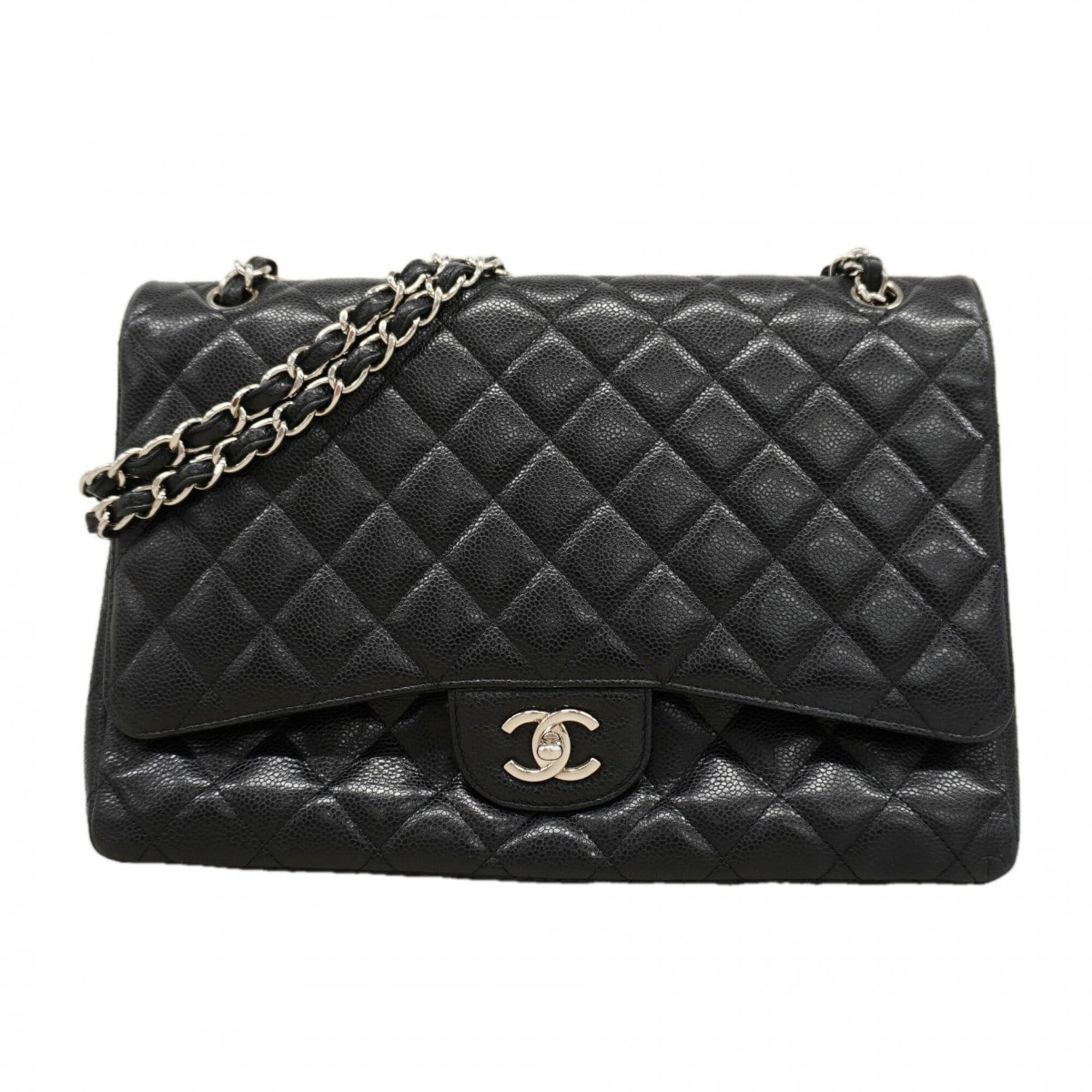 Chanel Black Grained Calfskin Shoulder Bag (Pre-Owned)