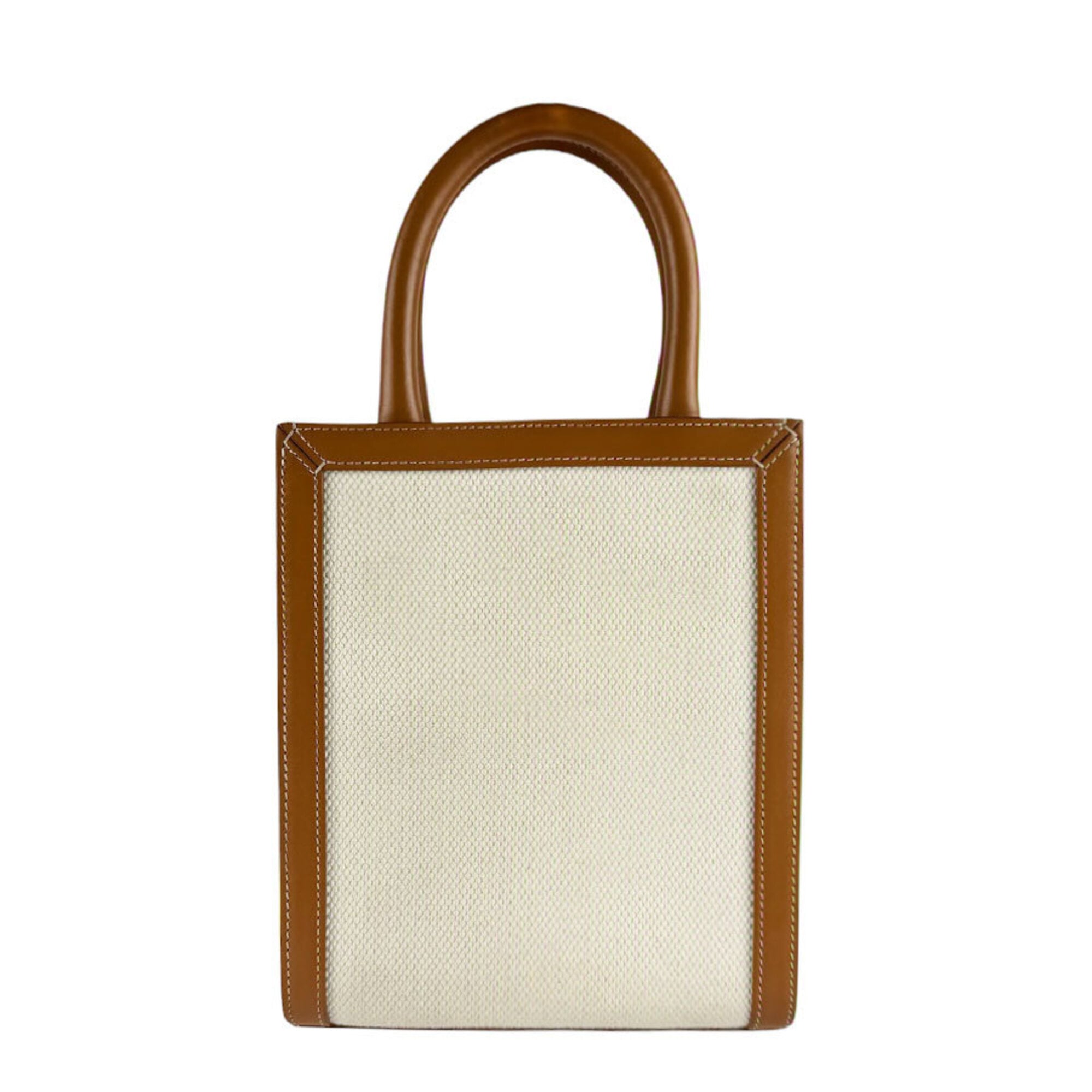 Celine Brown Ivory Canvas Leather Shoulder Bag (Pre-Owned)