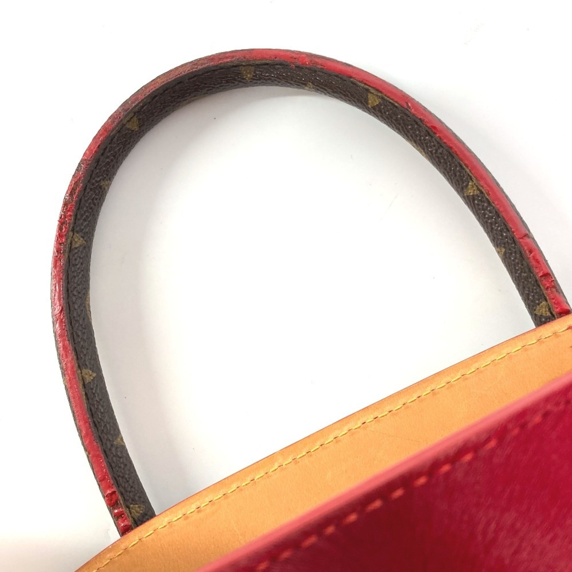 Louis Vuitton Brown Red Color Monogram Canvas Leather Handbag Tote Bag (Pre-Owned)