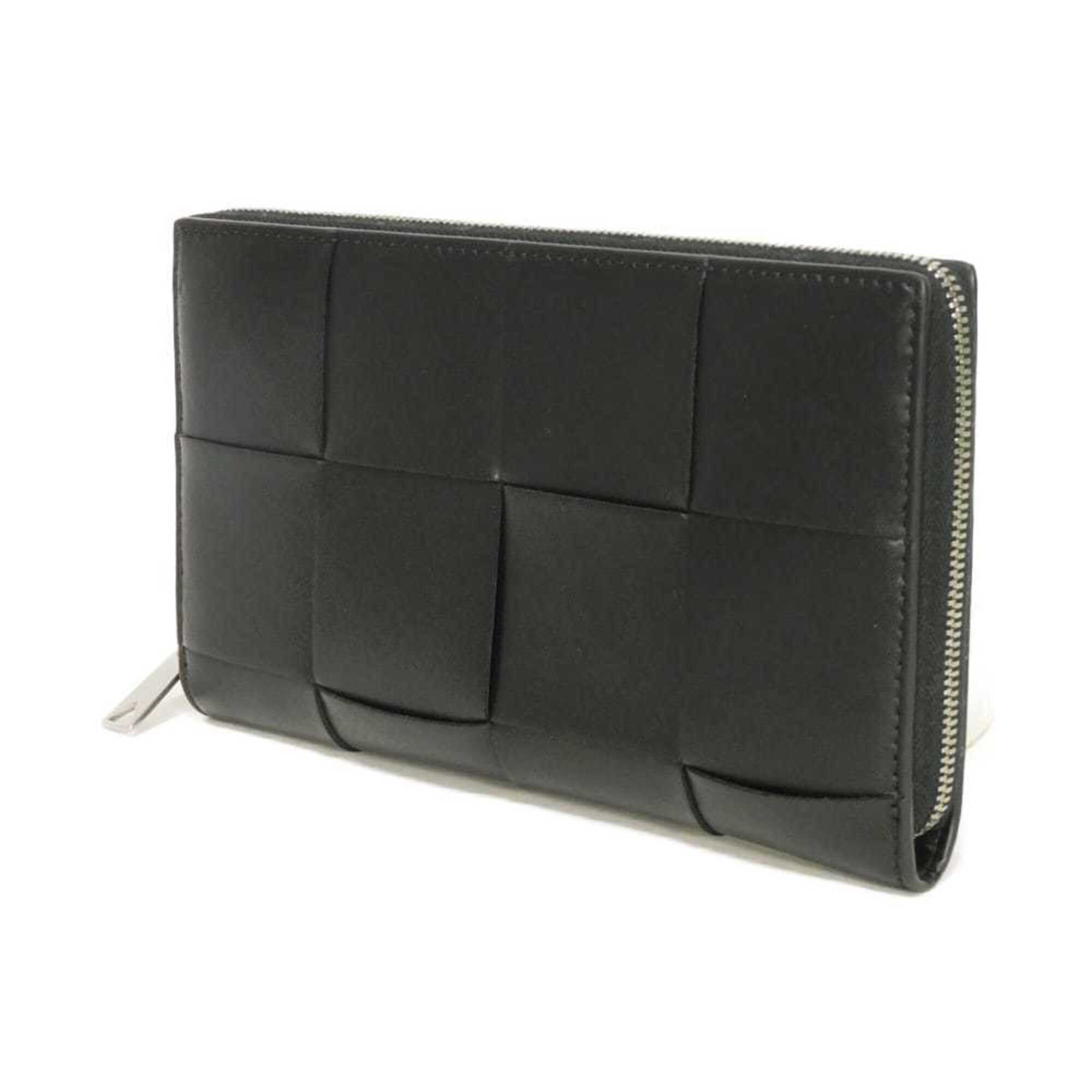 Bottega Veneta Black Intrecciato Long Wallet (Bi-Fold) (Pre-Owned)
