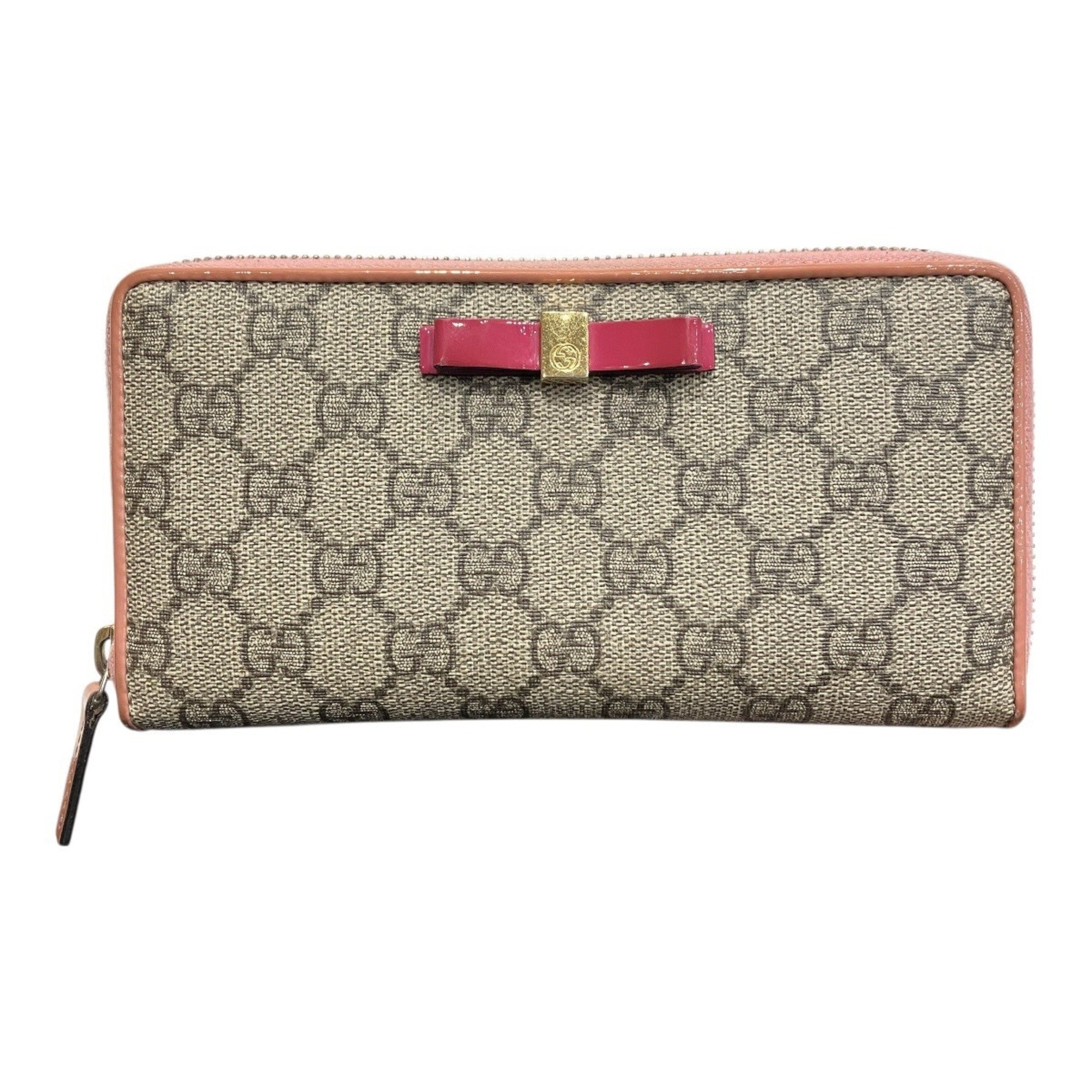 Gucci Beige Pink Gg Supreme Canvas Long Wallet (Bi-Fold) (Pre-Owned)