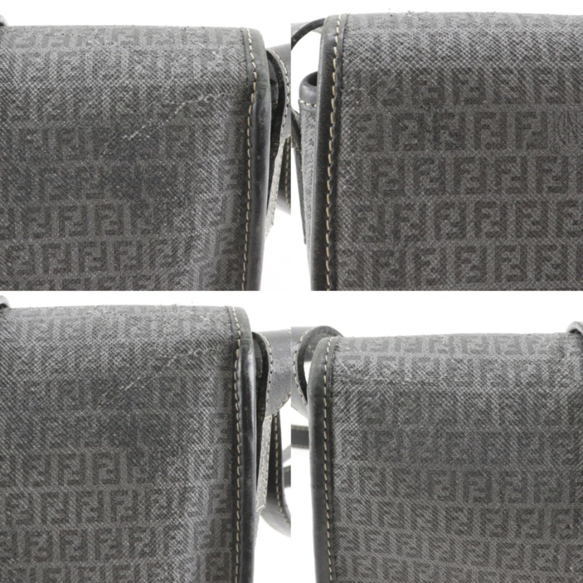 Fendi Zucchino Gray Zucchino Pochette Shoulder Bag (Pre-Owned)