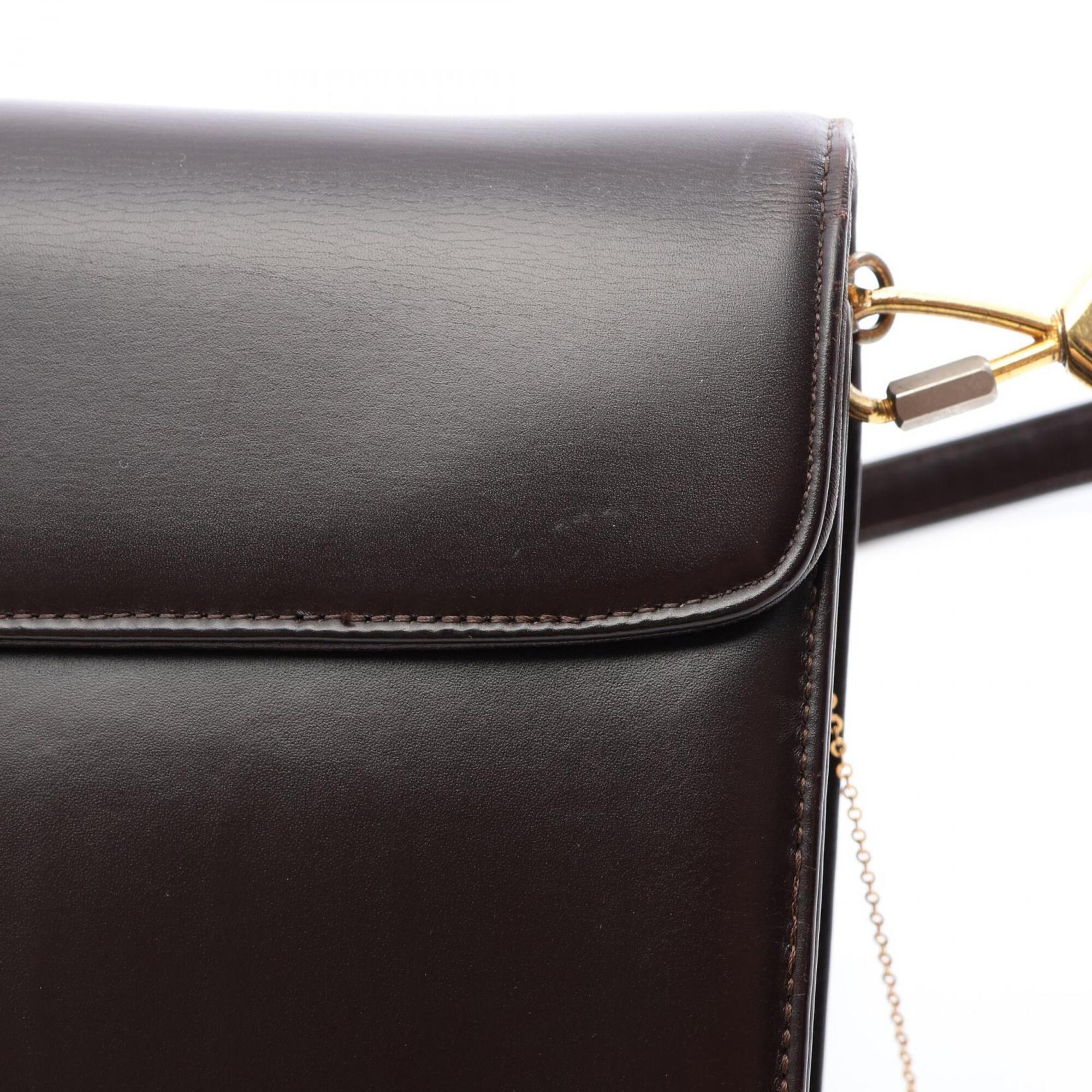 Christian Dior Brown Leather Handbag Pouch Shoulder Bag (Pre-Owned)