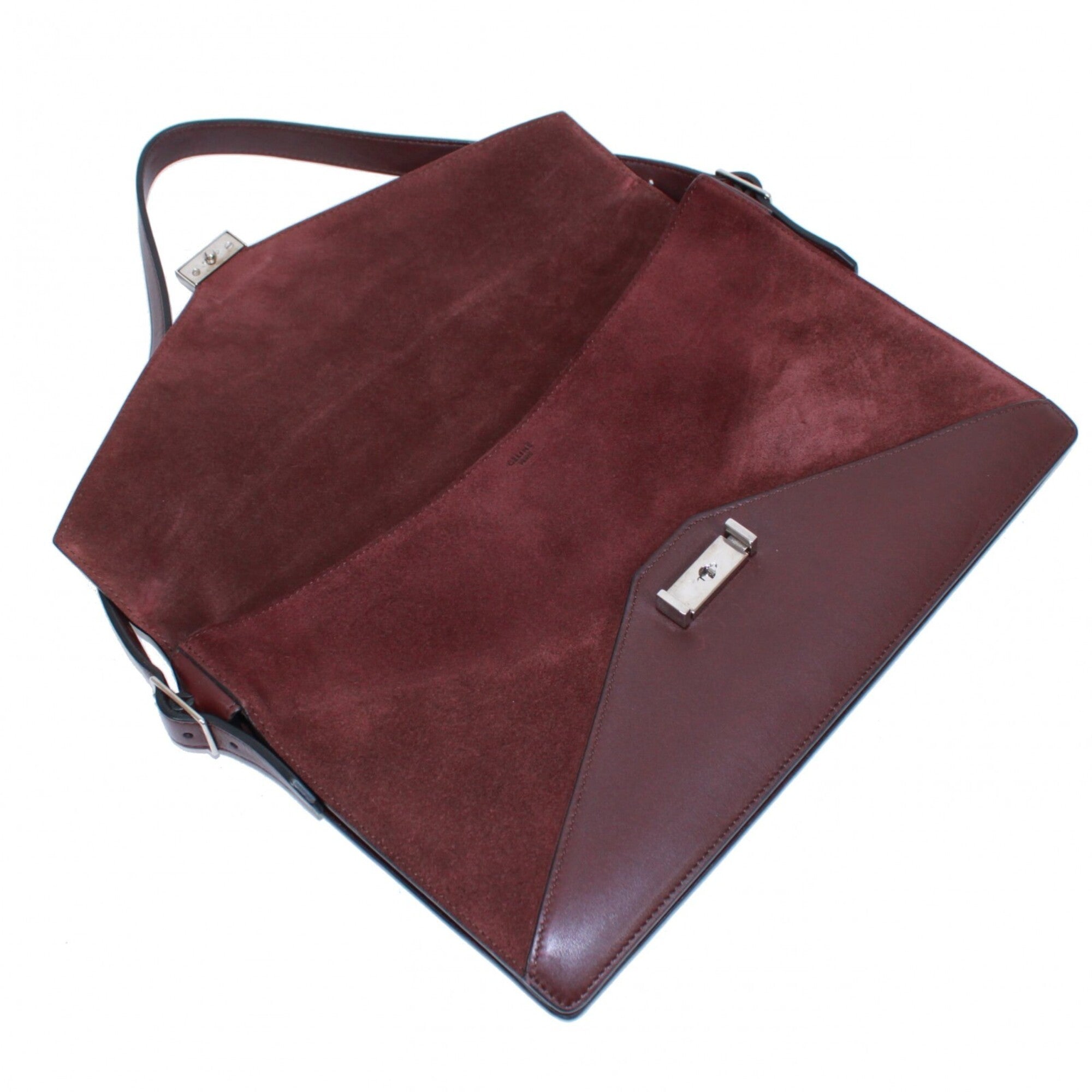 Celine Bordeaux Leather Suede Clutch Bag Shoulder Bag (Pre-Owned)