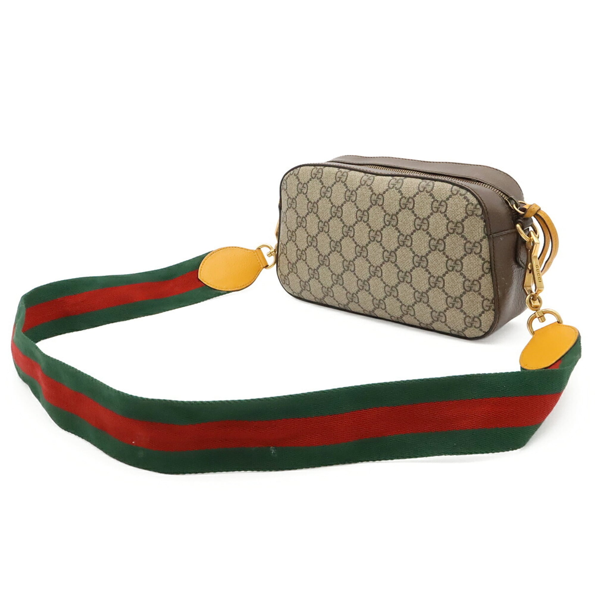 Gucci Beige Brown Green Red Color Yellow Gg Supreme Canvas Leather Pvc Clutch Bag Handbag Messenger Bag Shoulder Bag (Pre-Owned)