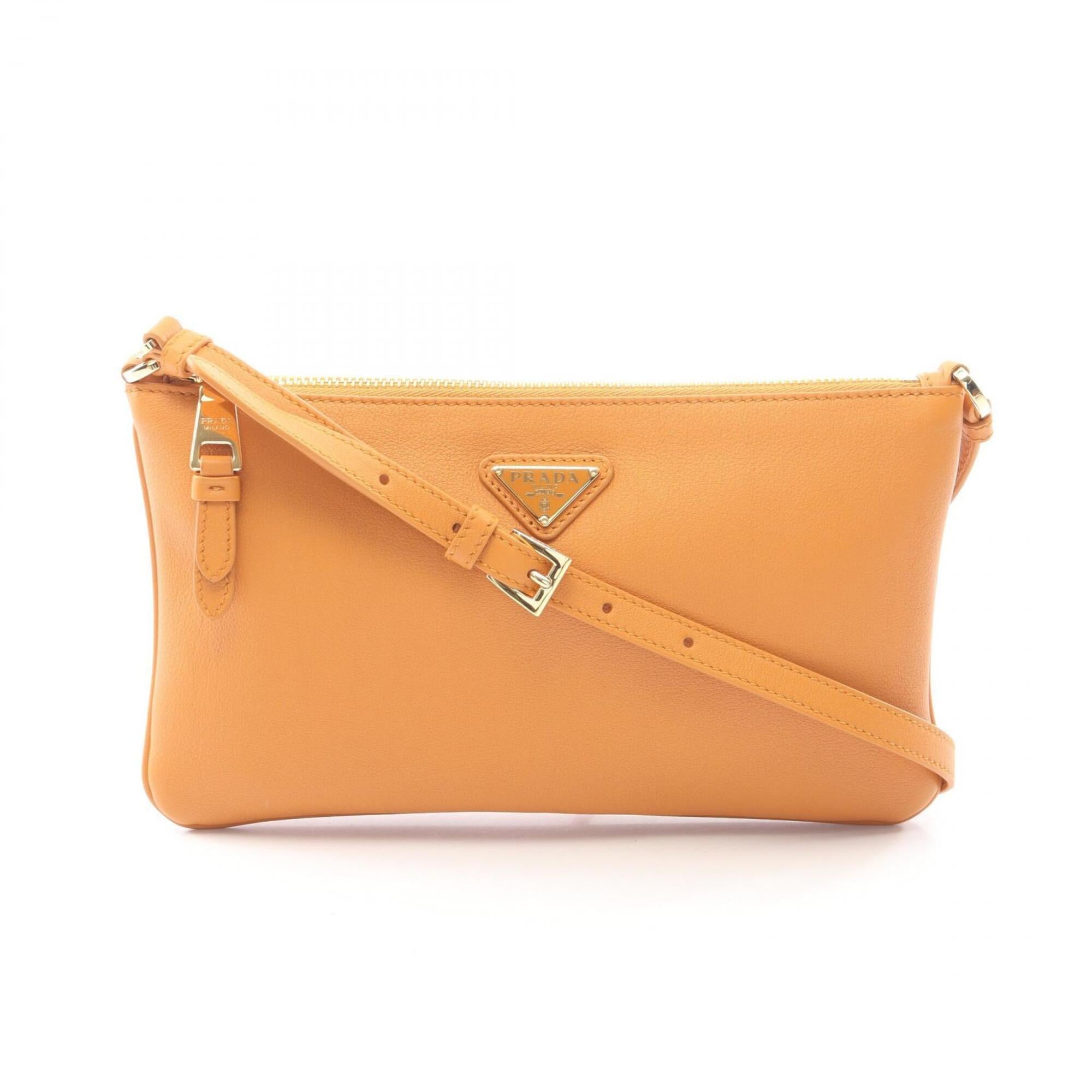 Prada Orange Leather Handbag Shoulder Bag (Pre-Owned)