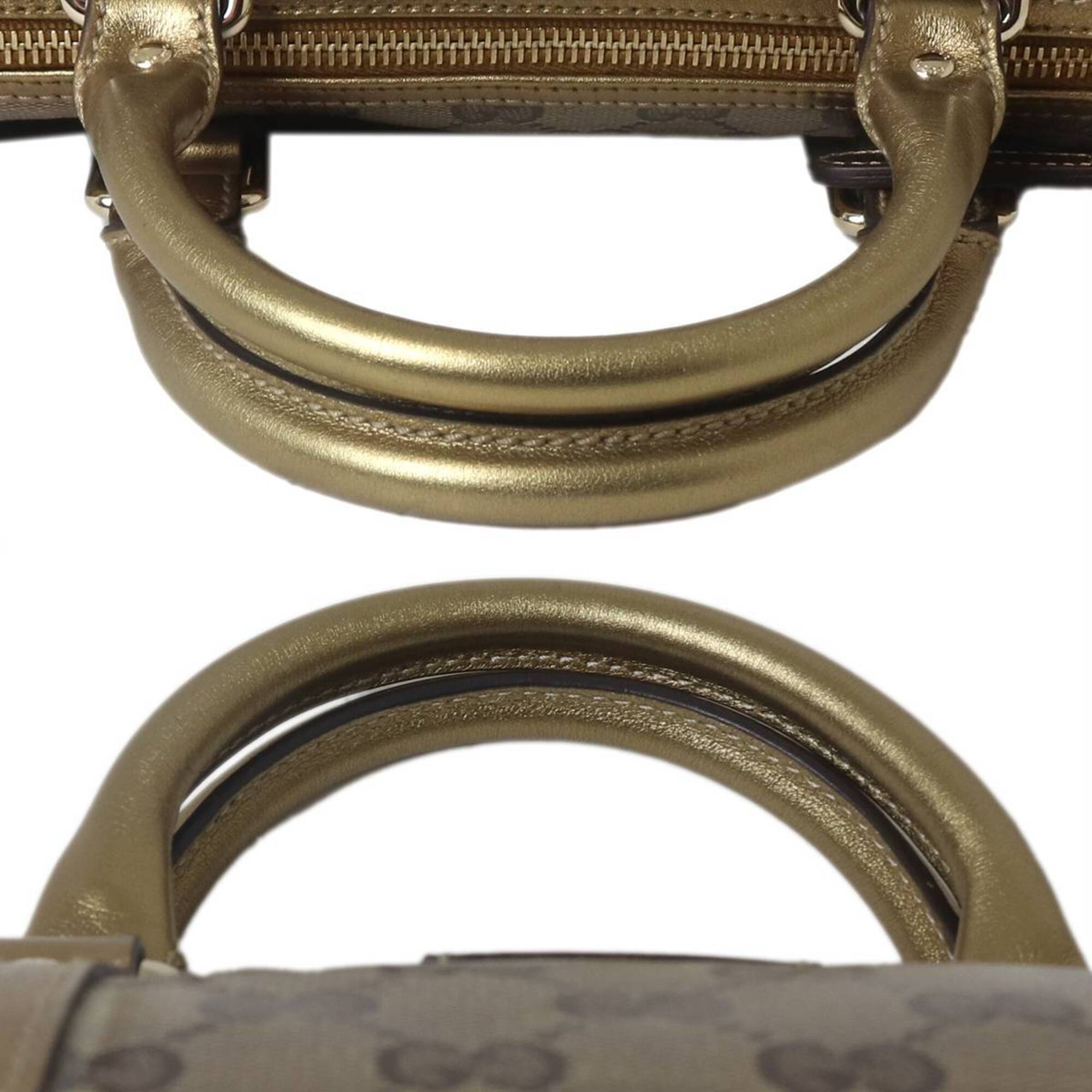 Gucci Gg Crystal Beige Brown Boston Bag Handbag (Pre-Owned)
