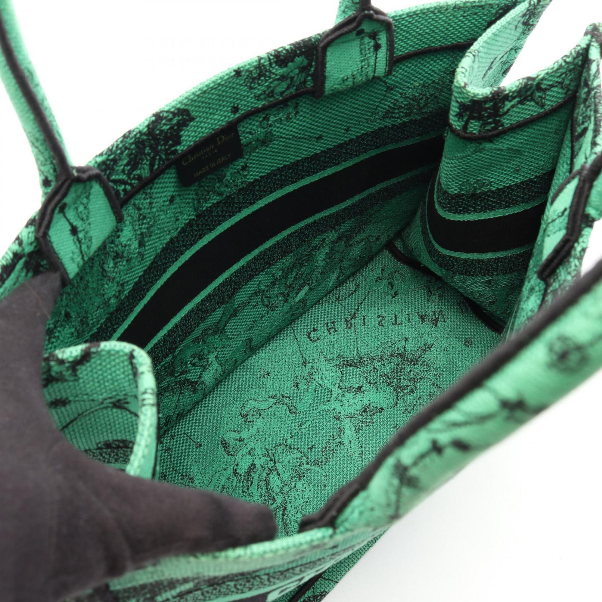Christian Dior Black Green Canvas Handbag Tote Bag (Pre-Owned)