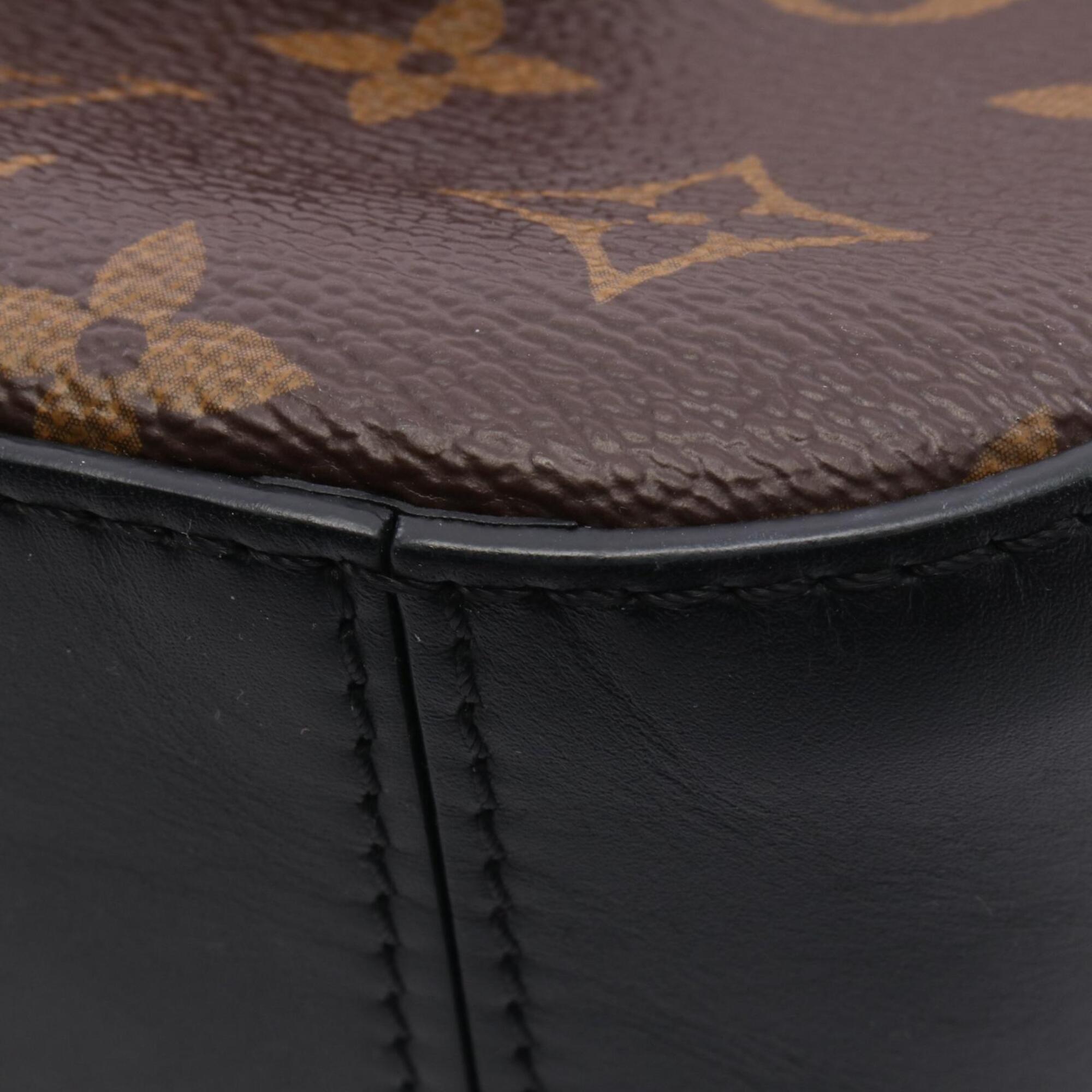 Louis Vuitton Black Brown Monogram Coated Canvas Leather Handbag Shoulder Bag (Pre-Owned)