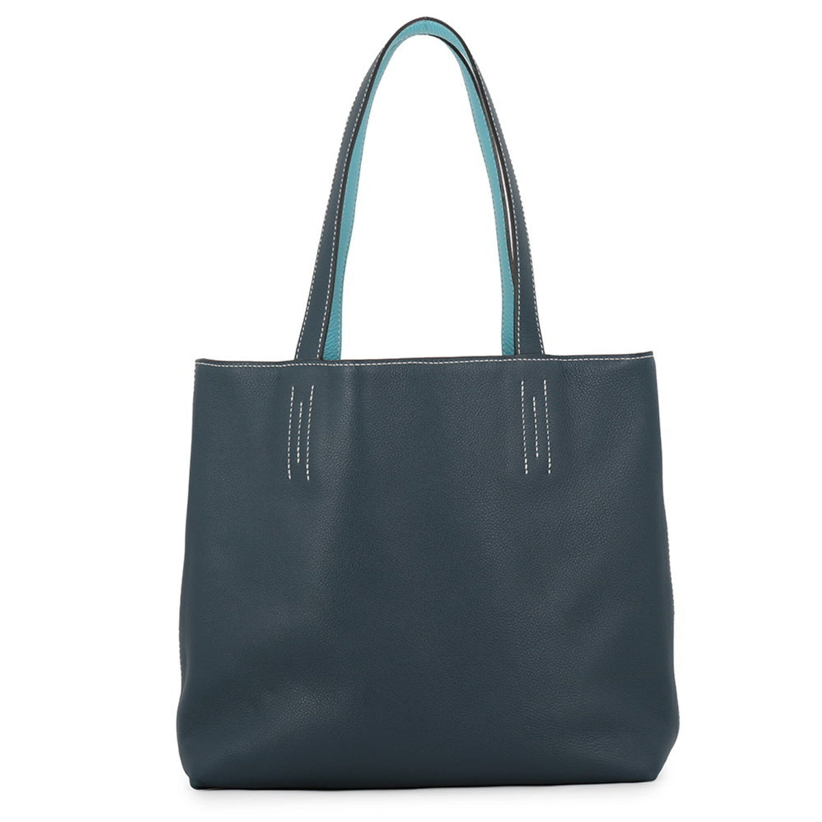 Hermes Blue Atoll Colvert Taurillon Clemence Leather Swift Leather Tote Bag (Pre-Owned)