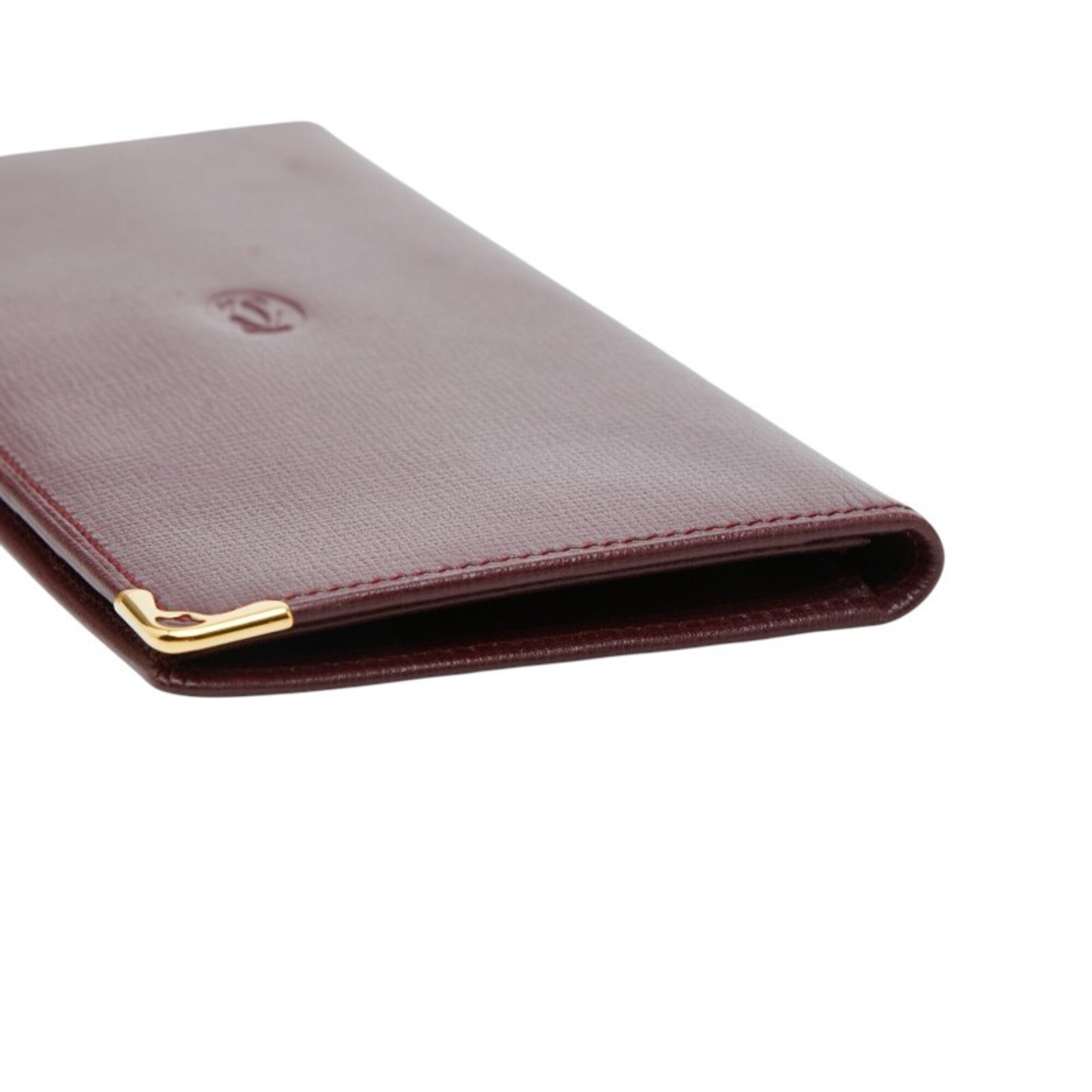 Cartier Must Bordeaux Wine Red Leather Long Wallet (Bi-Fold) (Pre-Owned)