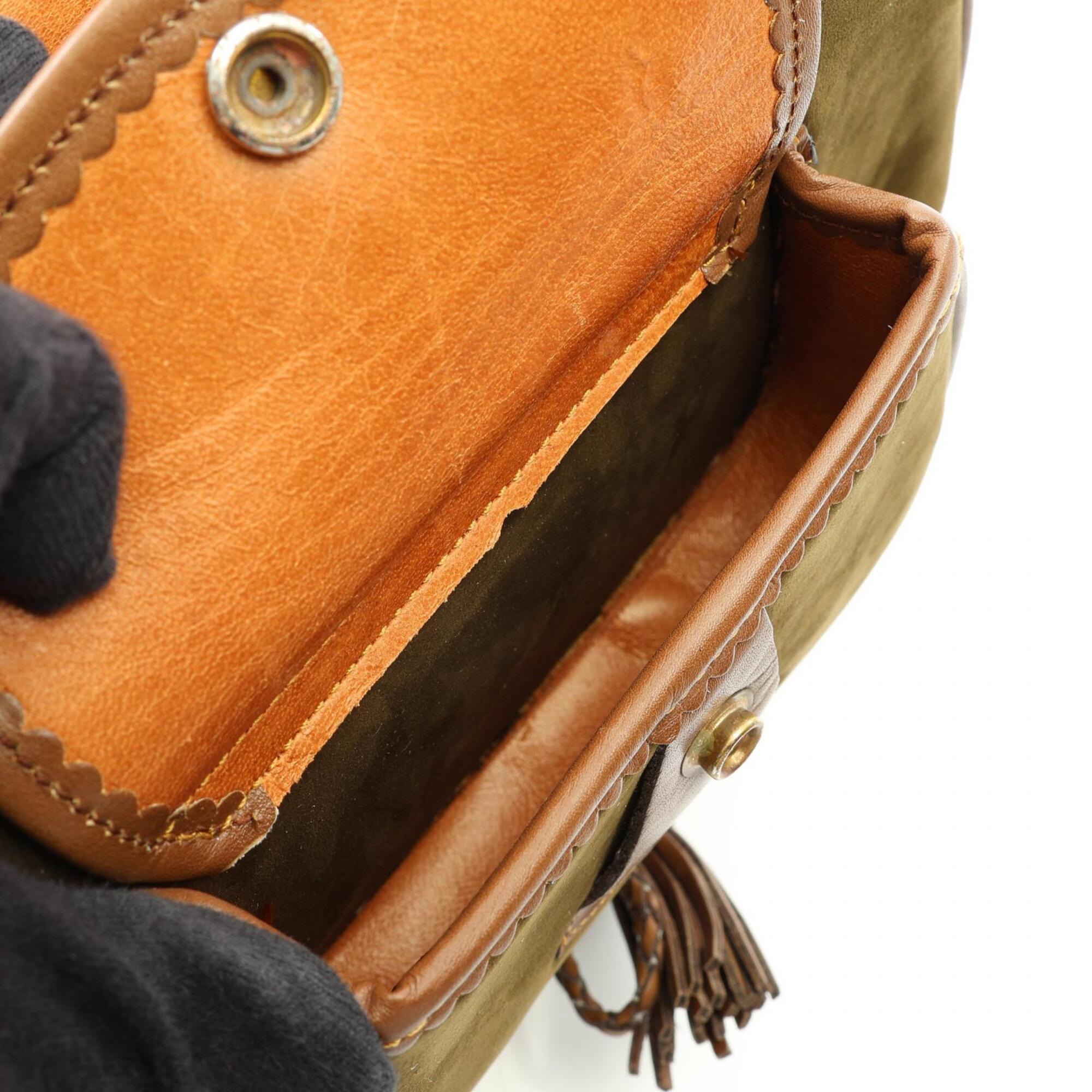 Loewe Brown Khaki Suede Leather Handbag Shoulder Bag (Pre-Owned)