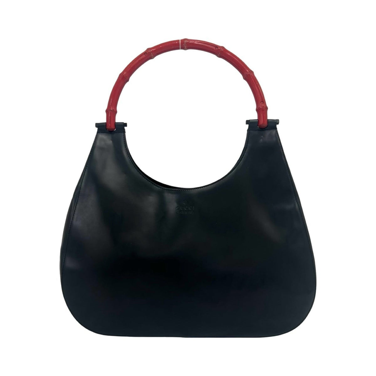Gucci Black Leather Bamboo Handbag Shoulder Bag (Pre-Owned)