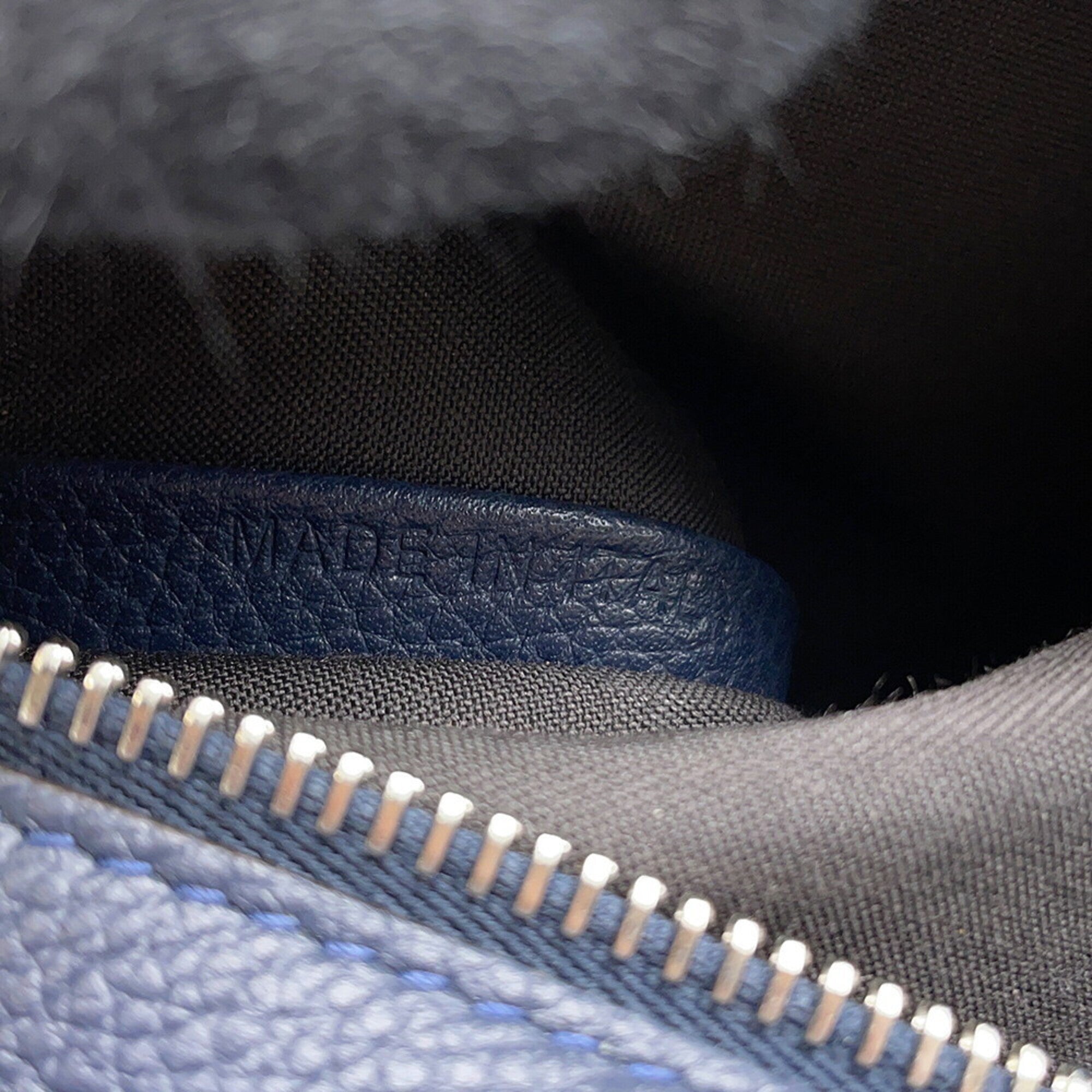 Fendi Blue Navy Canvas Leather Handbag Tote Bag (Pre-Owned)