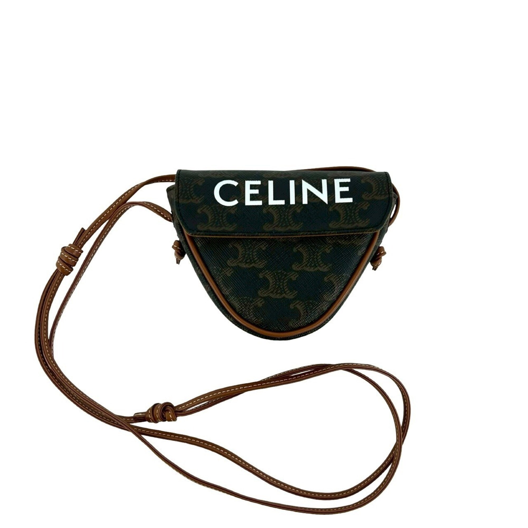 Celine Brown Leather Pvc Pochette Shoulder Bag (Pre-Owned)