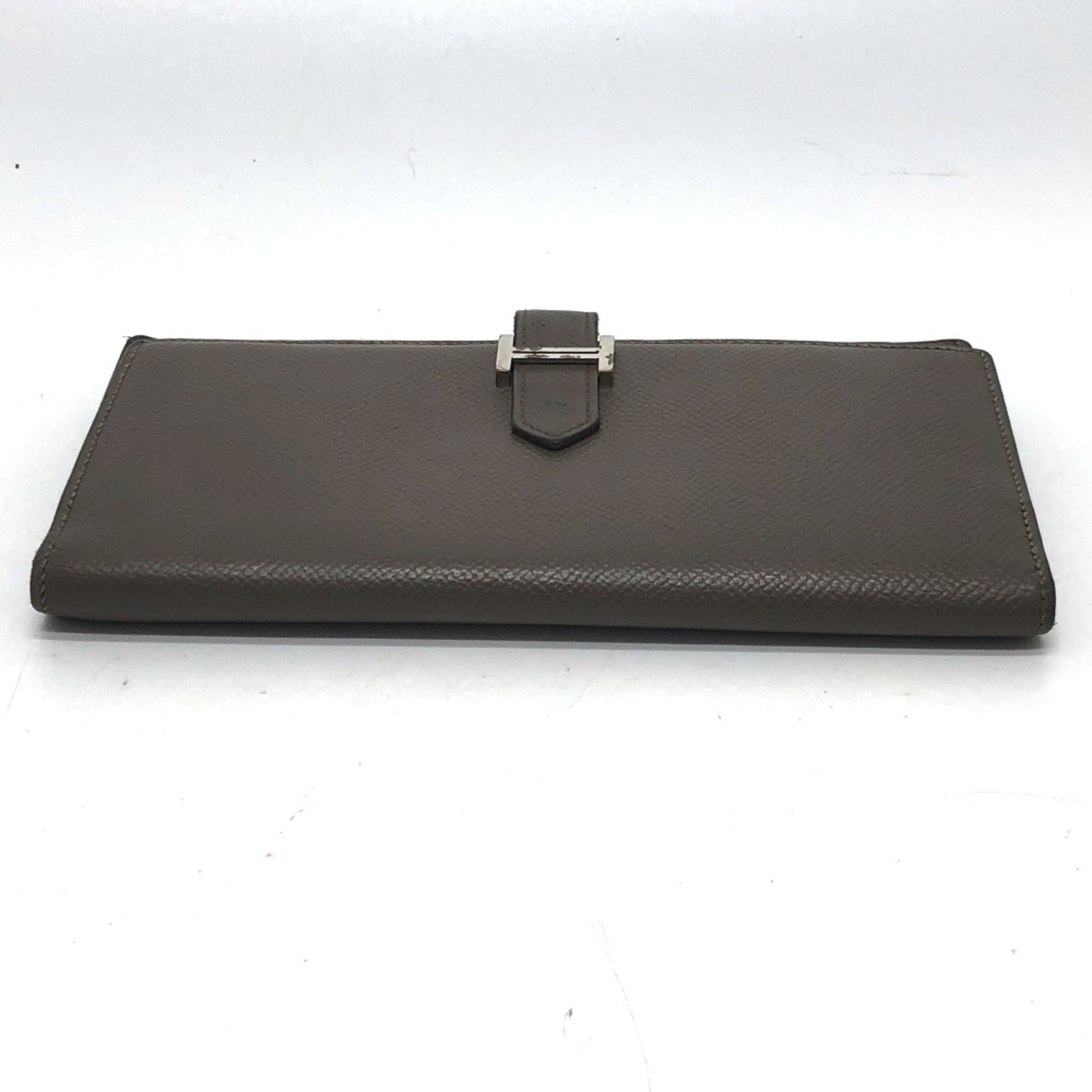 Hermes Gray Leather Long Wallet (Bi-Fold) (Pre-Owned)