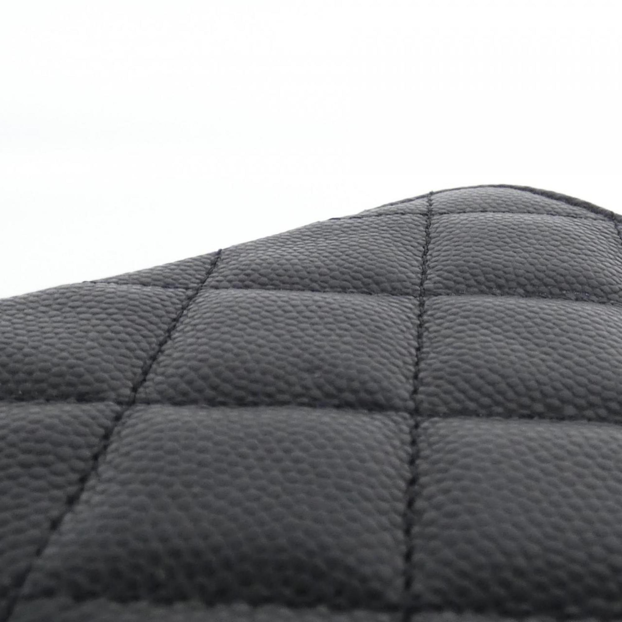 Chanel Black Grained Calfskin Chain/Shoulder Wallet (Pre-Owned)