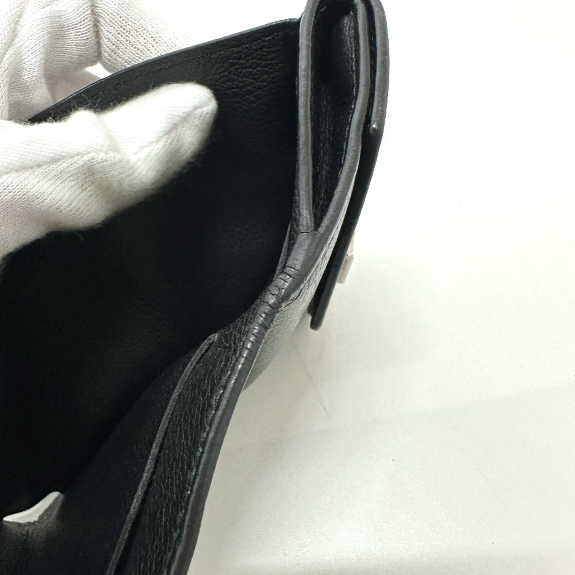 Louis Vuitton Black Leather Wallet (Tri-Fold) (Pre-Owned)