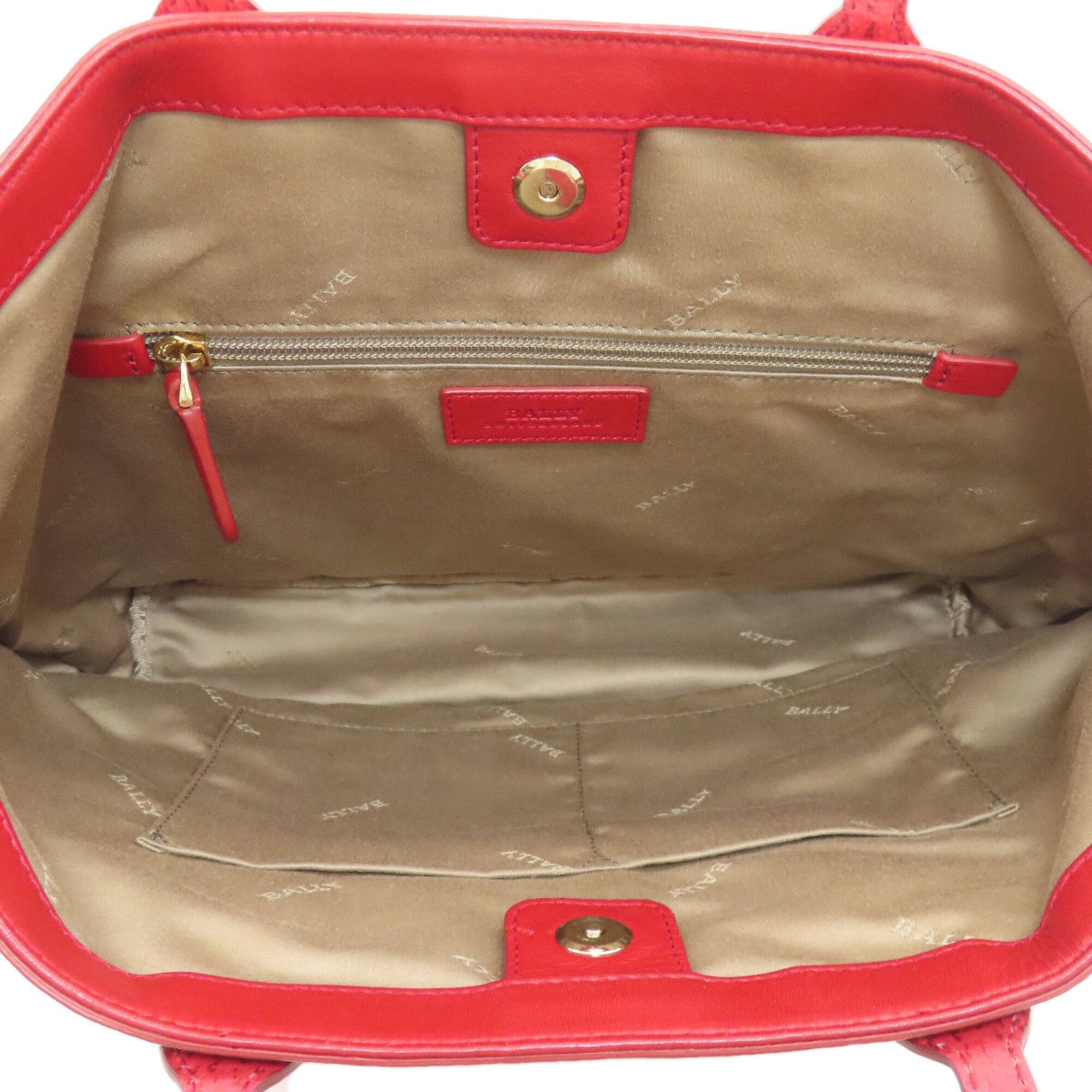 Bally Red Color Leather Tote Bag (Pre-Owned)