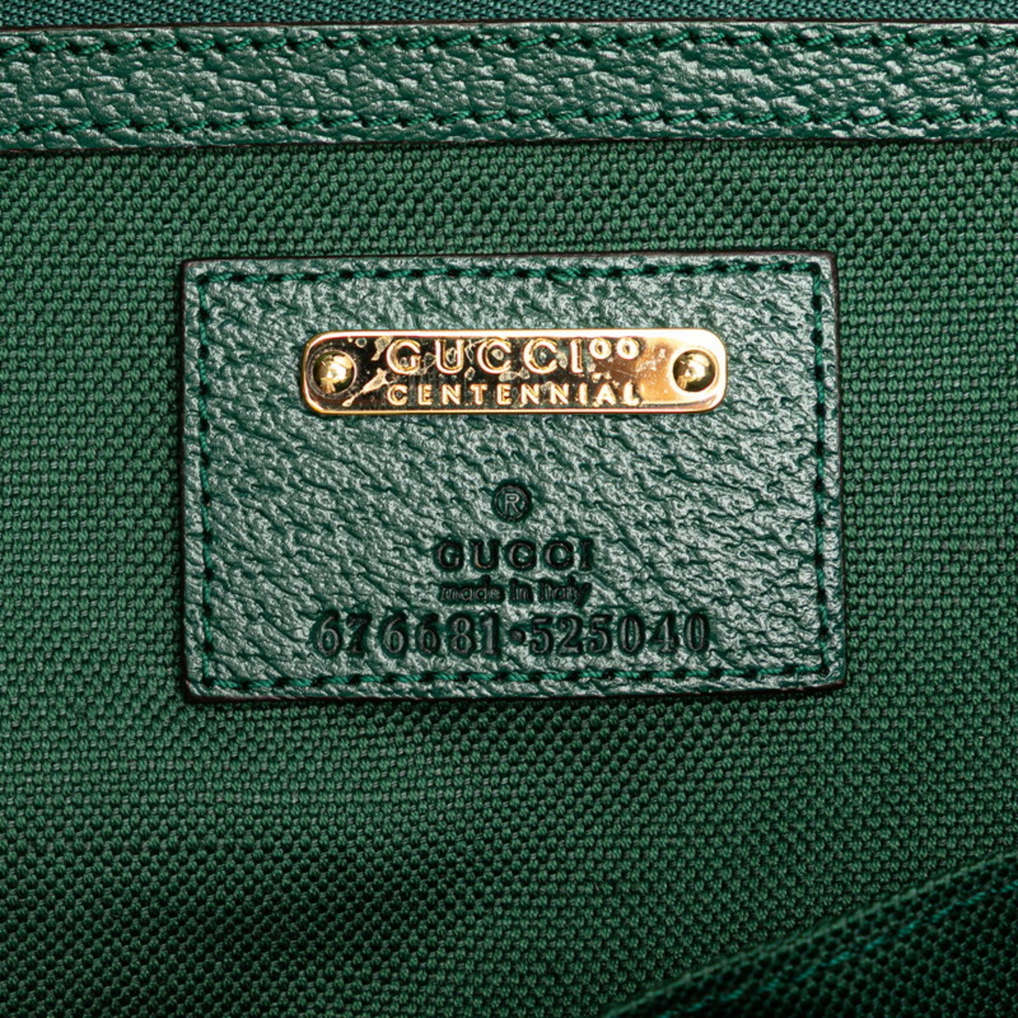 Gucci Ophidia Beige Green Multi-Color Canvas Leather Tote Bag (Pre-Owned)