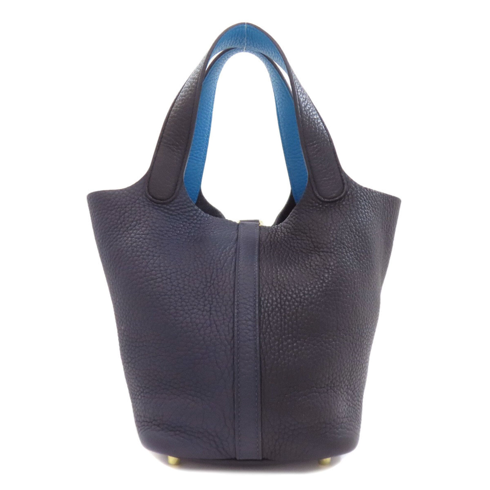 Hermes Picotin Black Navy Taurillon Clemence Leather Handbag (Pre-Owned)