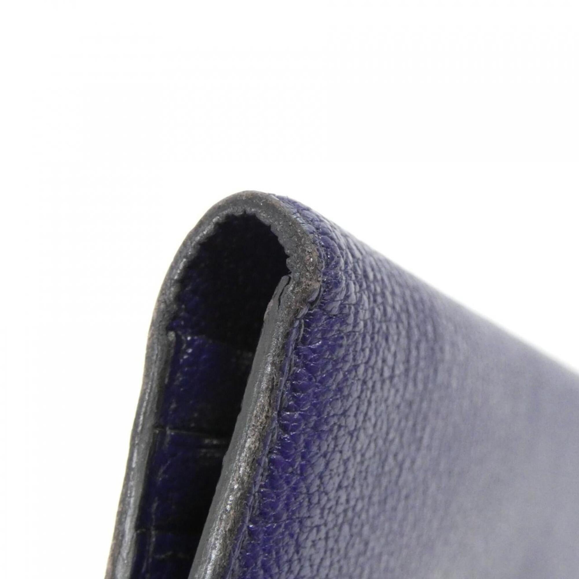 Hermes Bearn Blue Chevre Leather Wallet (Bi-Fold) (Pre-Owned)