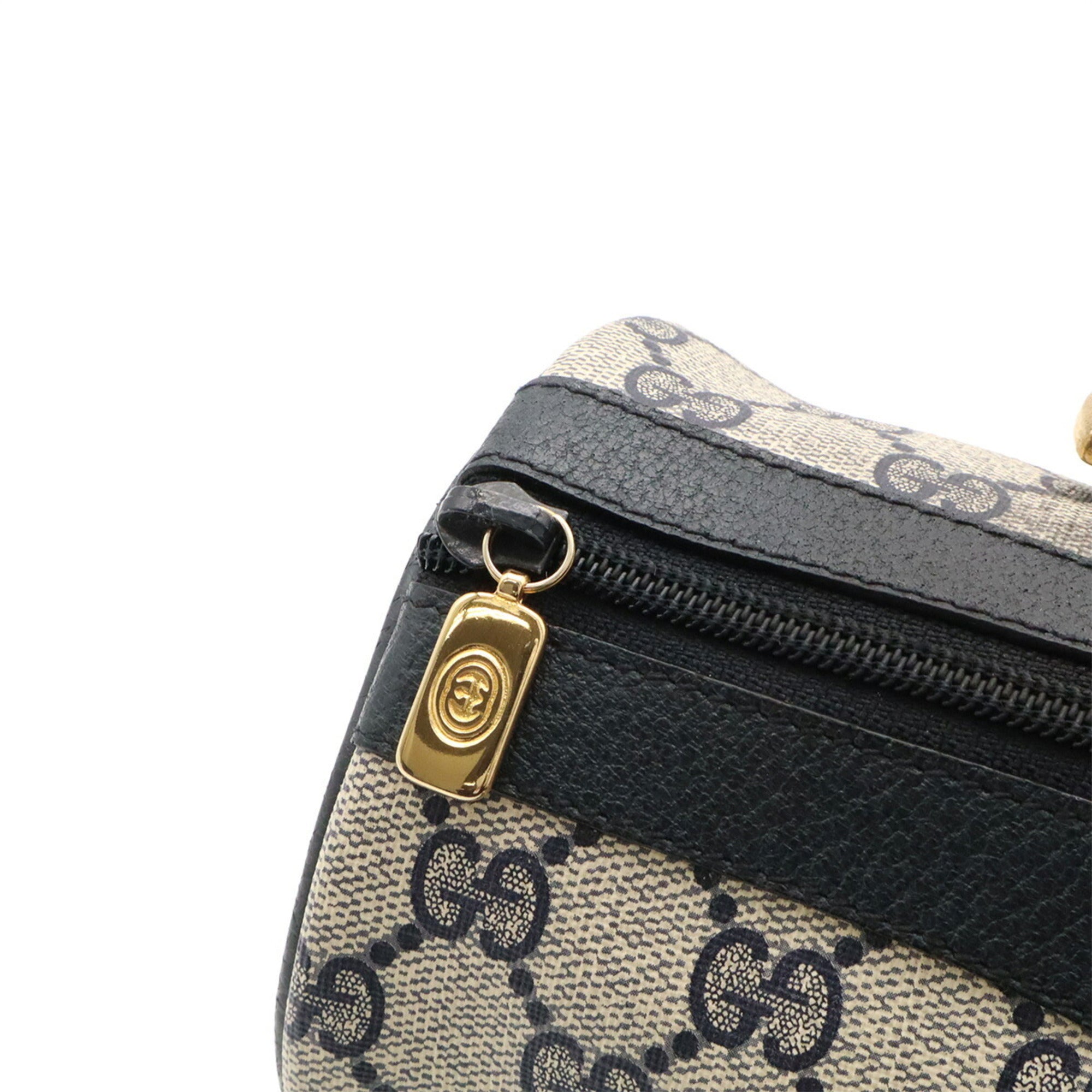 Gucci Beige Navy Pvc Leather Handbag (Pre-Owned)