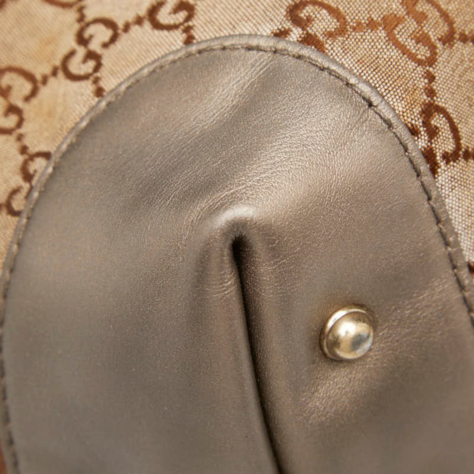 Gucci Brown Canvas Leather Shoulder Bag (Pre-Owned)