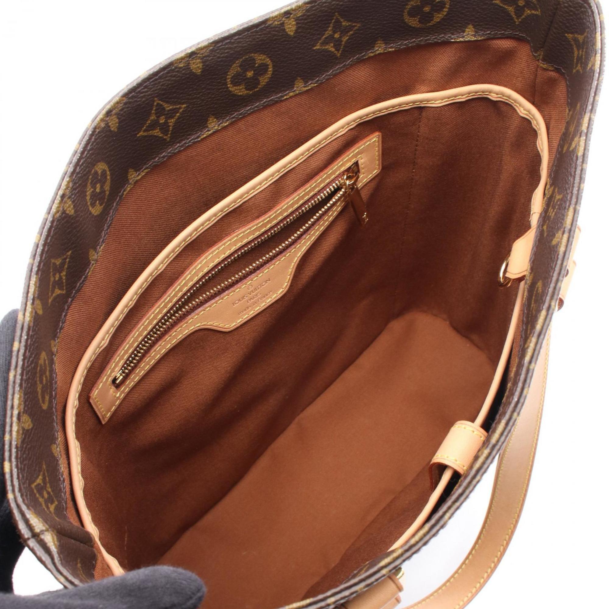 Louis Vuitton Brown Coated Canvas Leather Handbag Tote Bag (Pre-Owned)