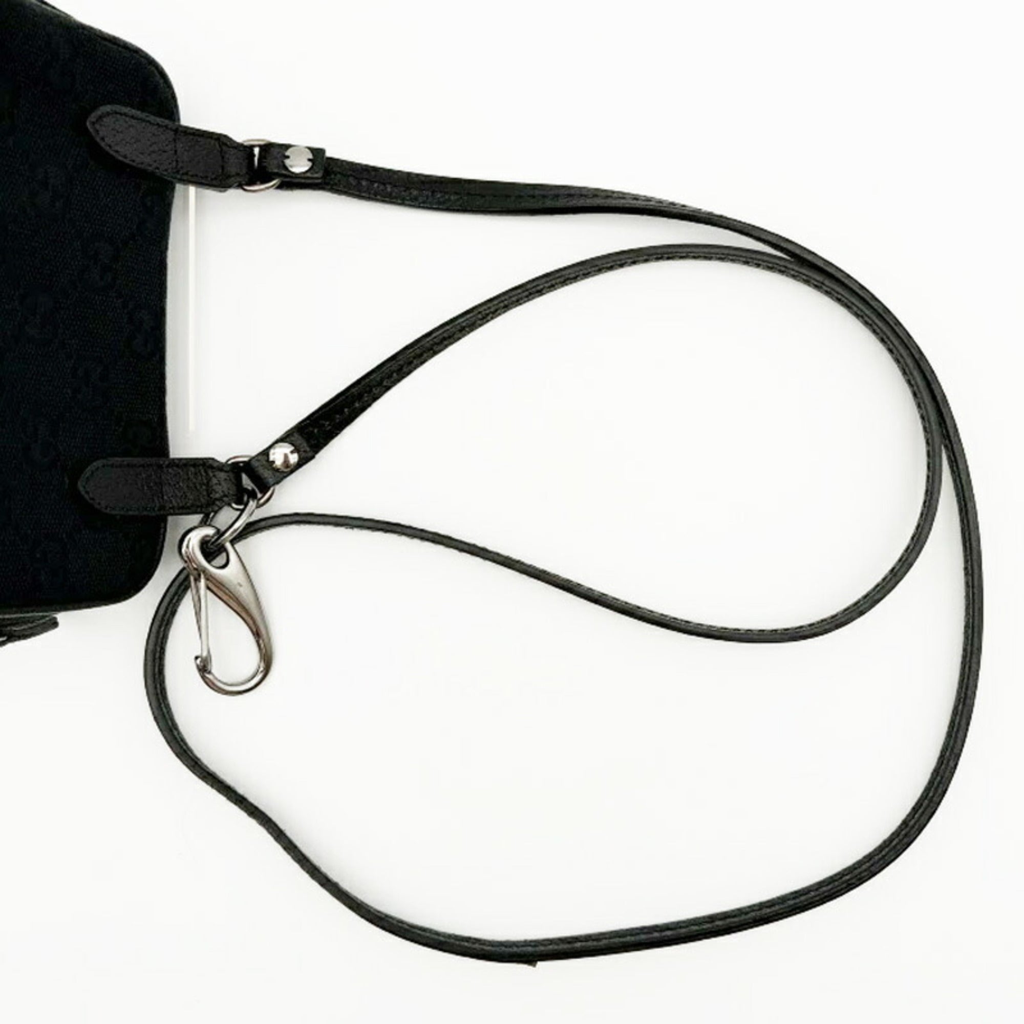 Gucci Gg Canvas Black Gg Canvas Leather Shoulder Bag (Pre-Owned)