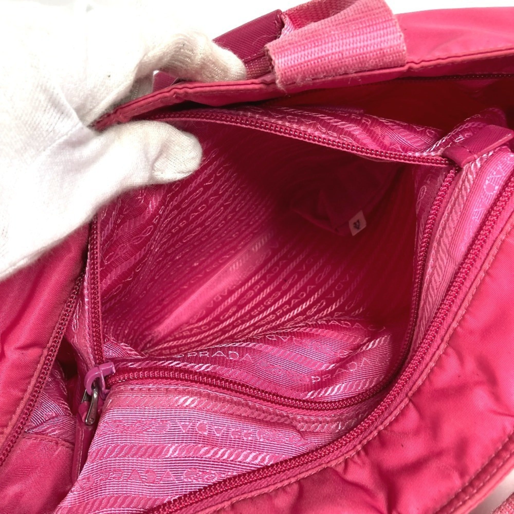 Prada Pink Nylon Handbag Shoulder Bag Tote Bag (Pre-Owned)