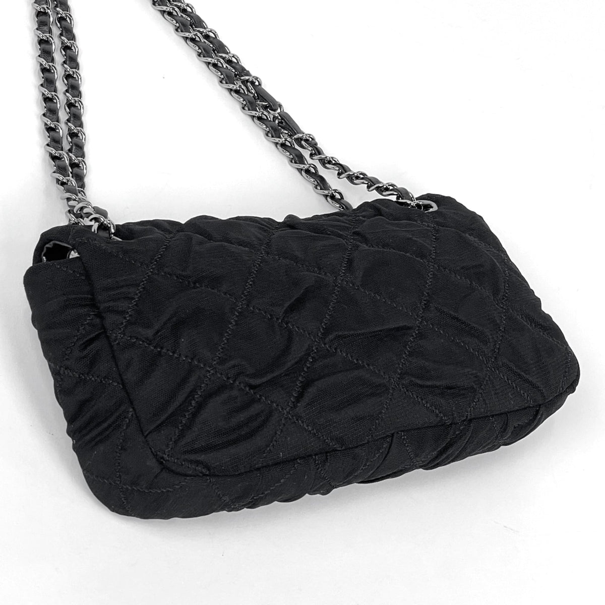 Chanel Black Canvas Leather Shoulder Bag (Pre-Owned)