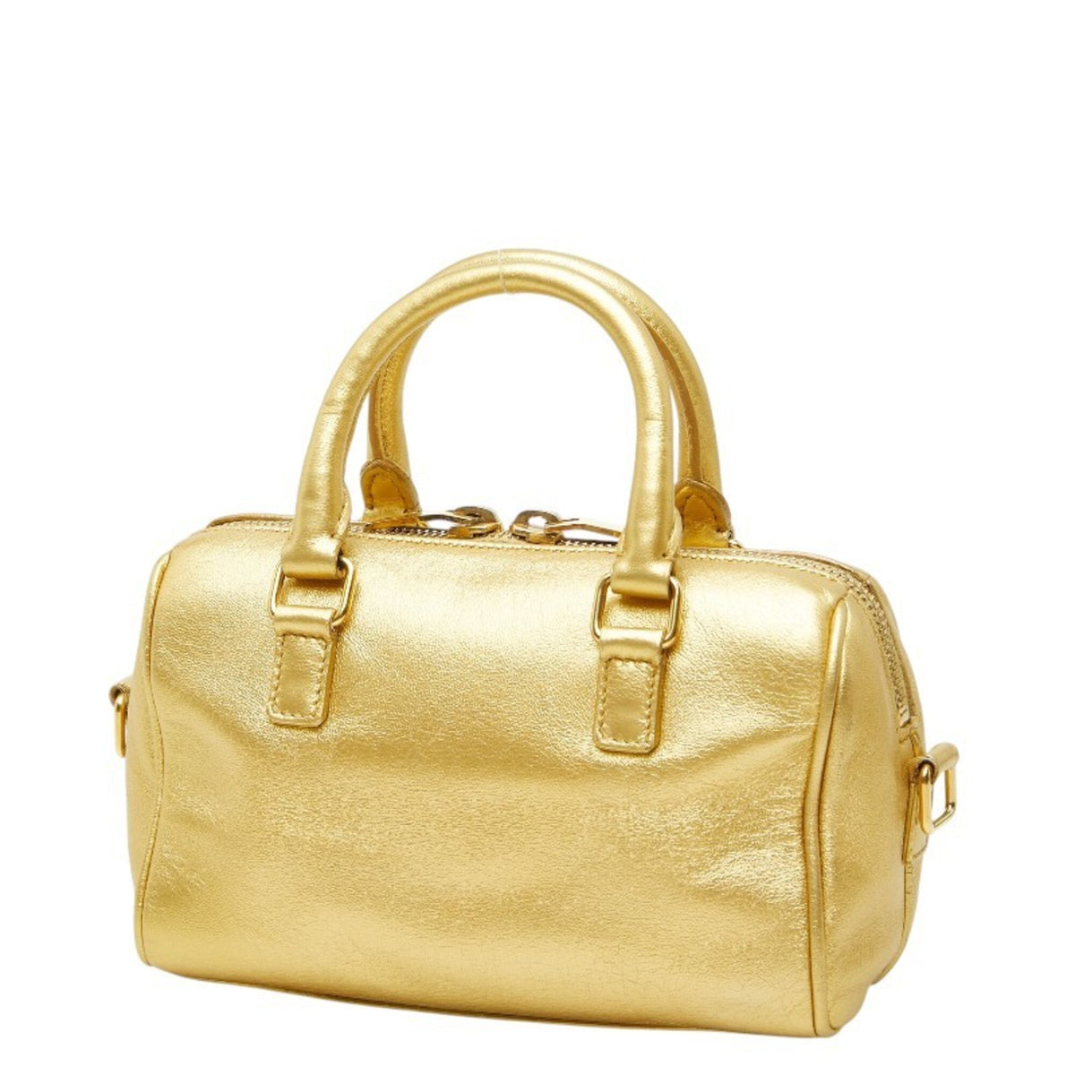 Saint Laurent Gold Leather Handbag Shoulder Bag (Pre-Owned)