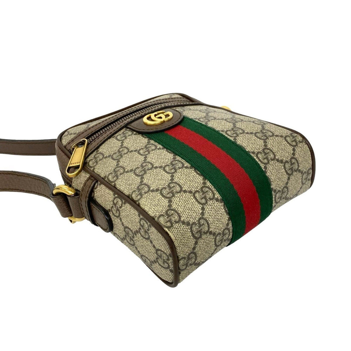 Gucci Brown Green Red Color Leather Pvc Pochette Shoulder Bag (Pre-Owned)
