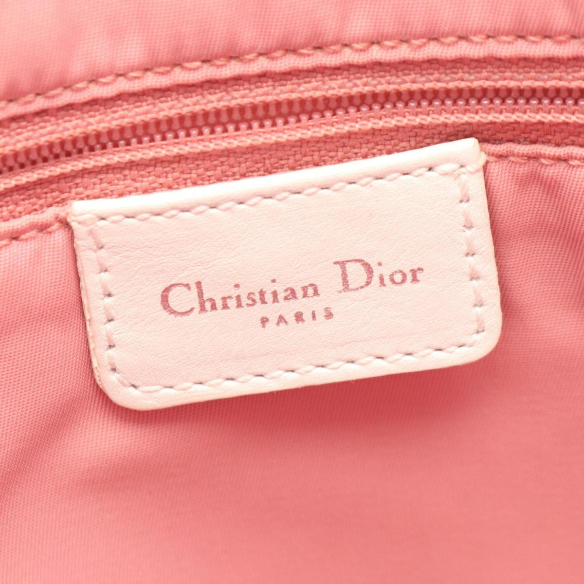 Christian Dior Pink White Canvas Leather Handbag Tote Bag (Pre-Owned)