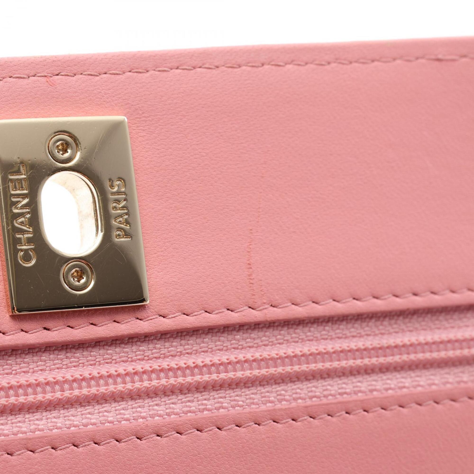 Chanel Pink Leather Handbag Shoulder Bag (Pre-Owned)