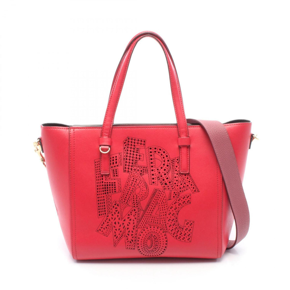 Salvatore Ferragamo Red Color Leather Handbag (Pre-Owned)