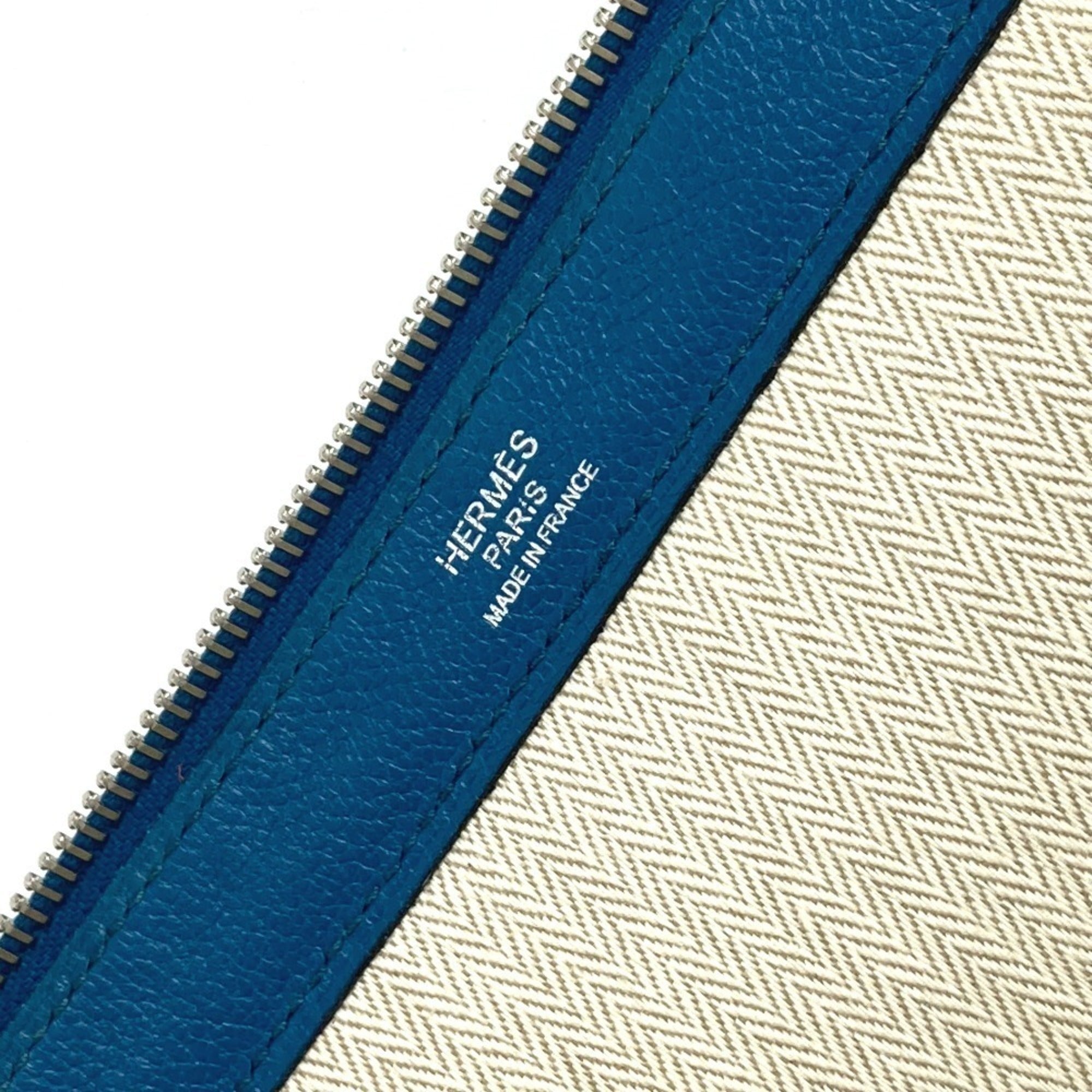 Hermes Blue Leather Clutch Bag Pouch (Pre-Owned)