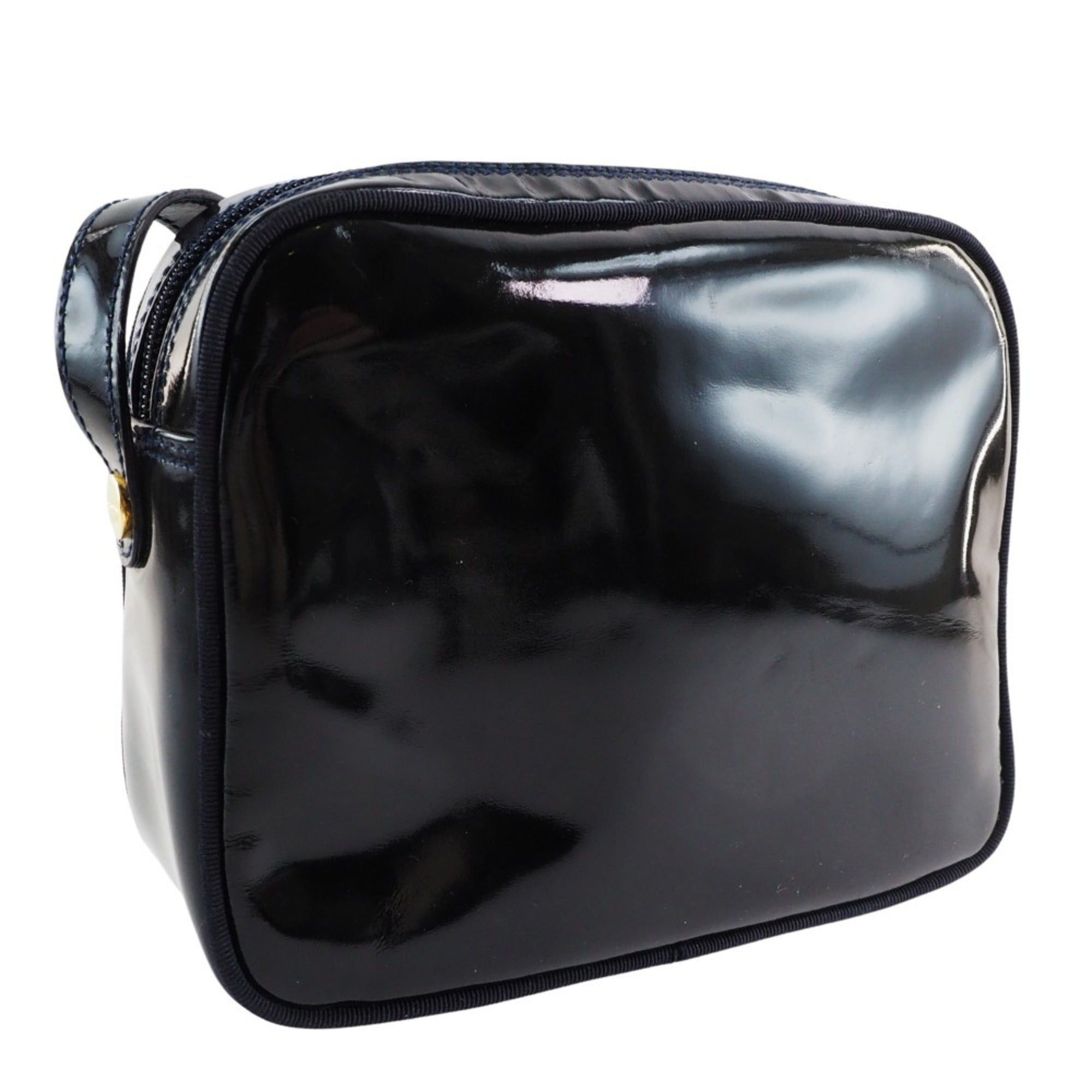 Salvatore Ferragamo Vara Black Patent Leather Shoulder Bag (Pre-Owned)
