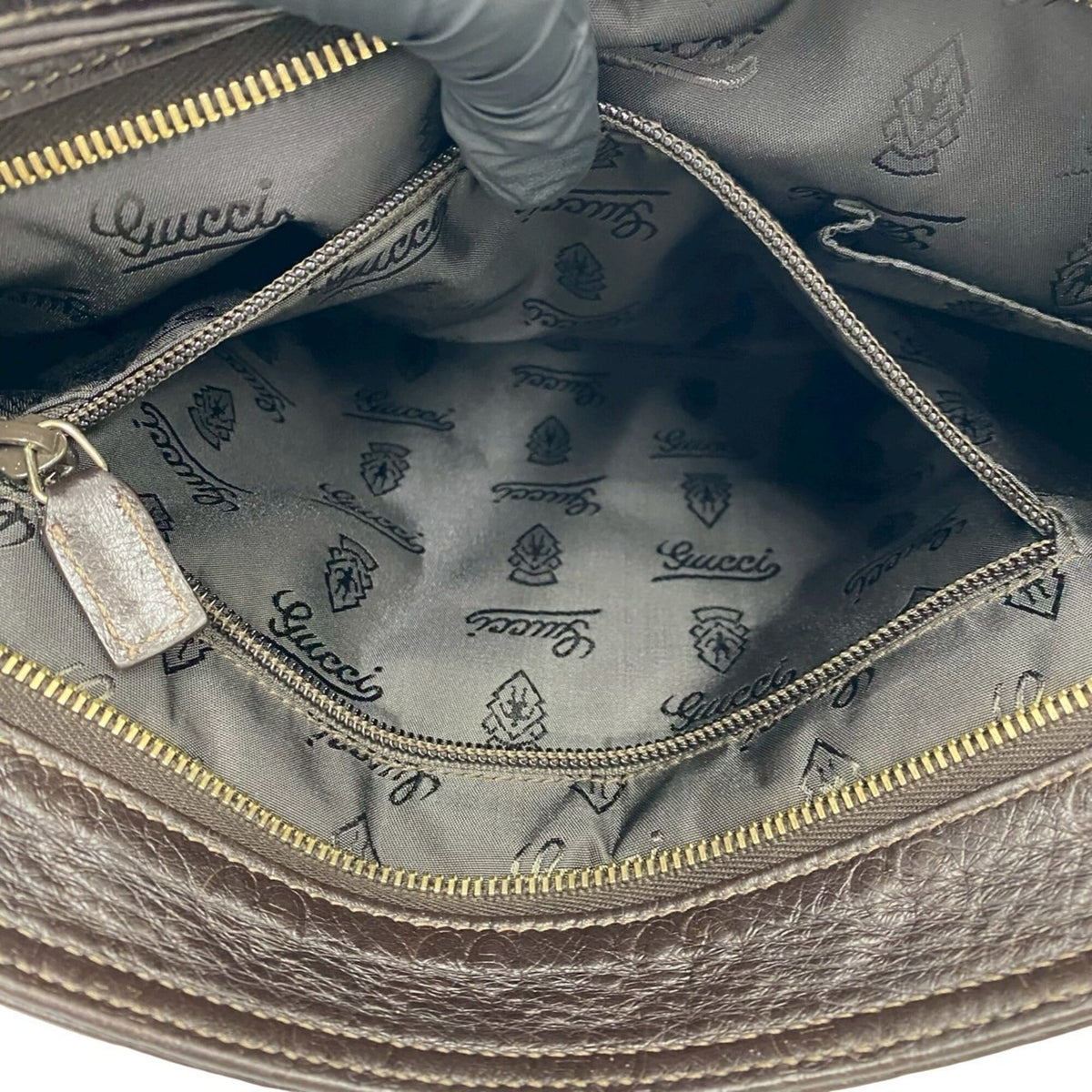 Gucci Brown Leather Pochette Shoulder Bag (Pre-Owned)