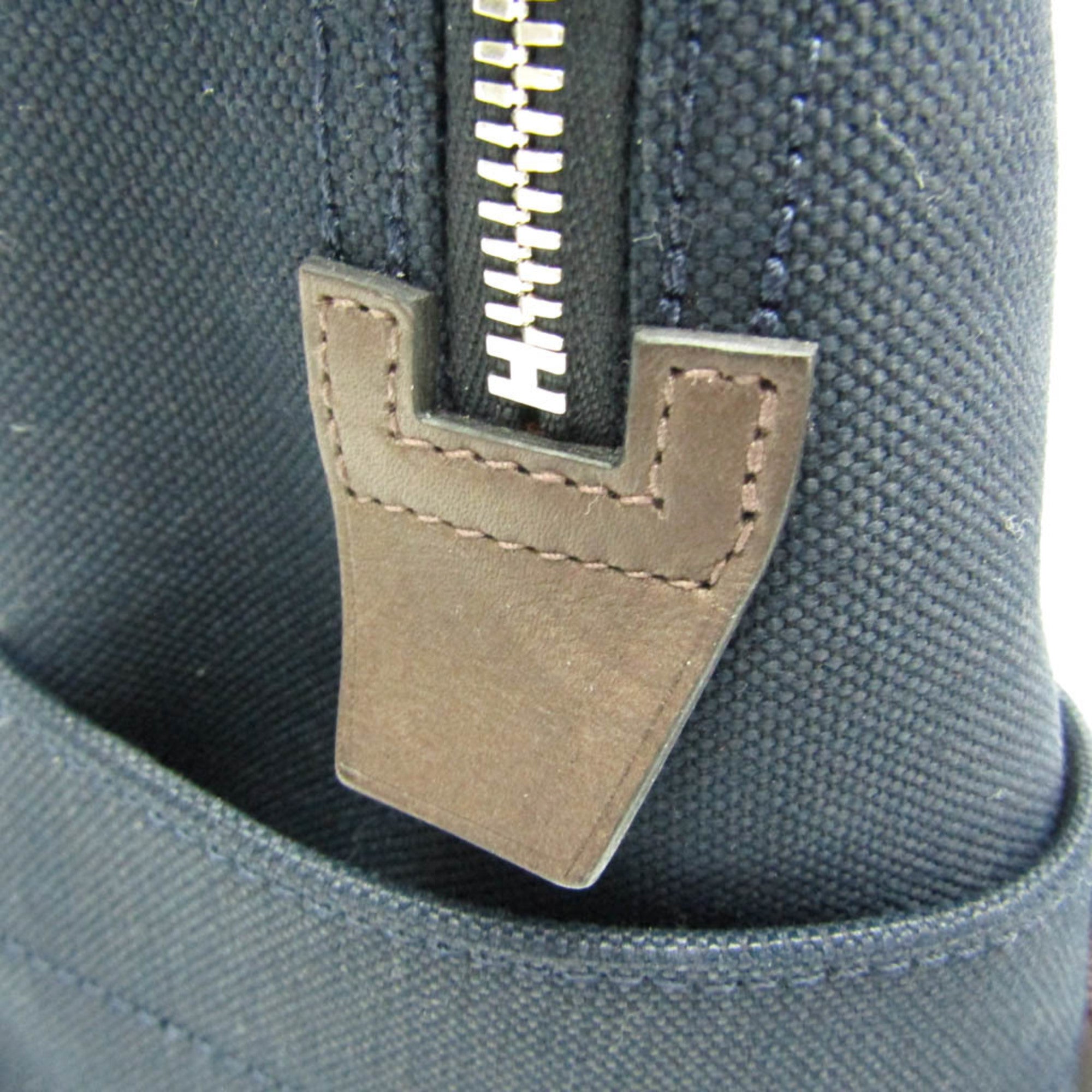 Hermes Navy Toile Chevron Leather Backpack (Pre-Owned)