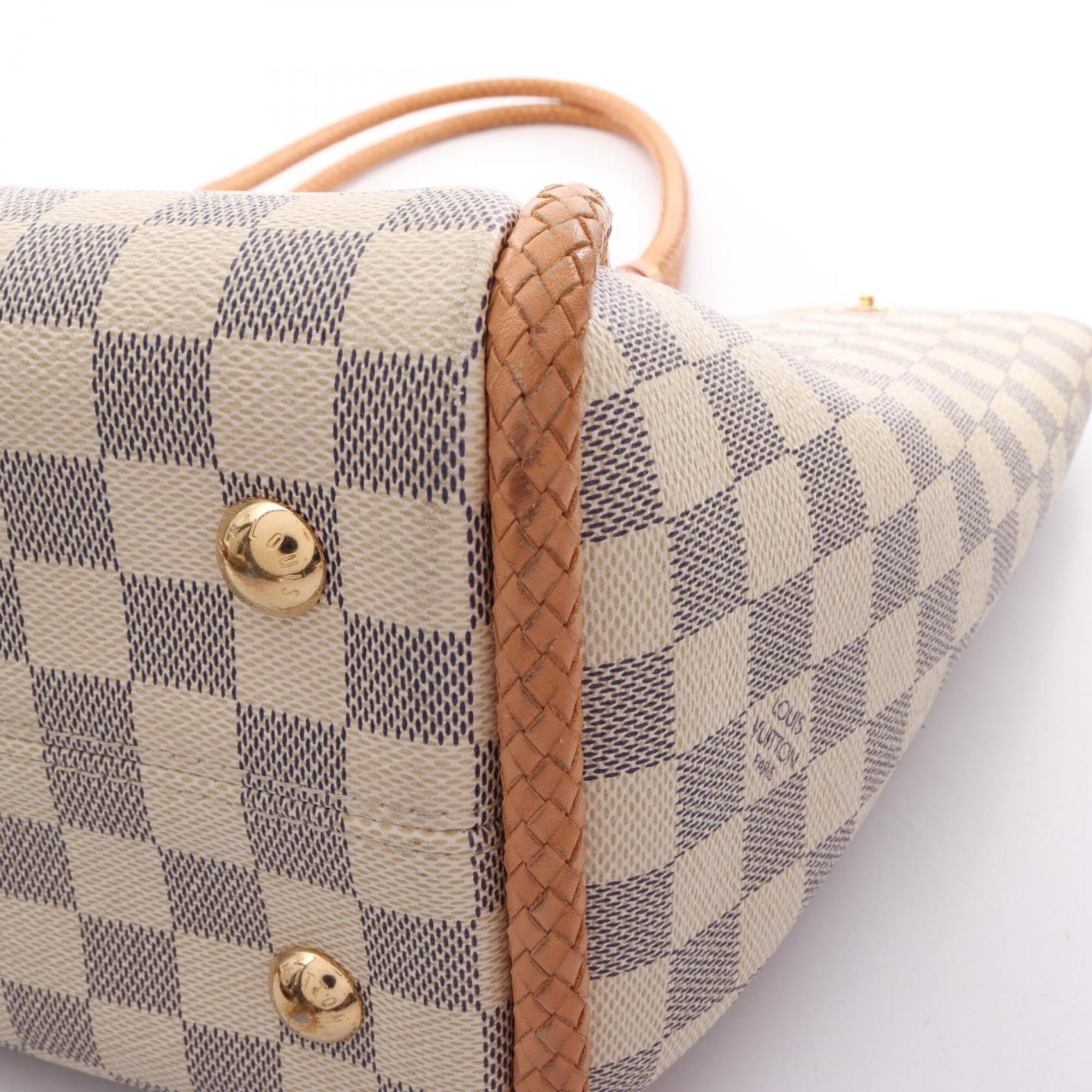 Louis Vuitton Damier Azur White Coated Canvas Leather Tote Bag (Pre-Owned)