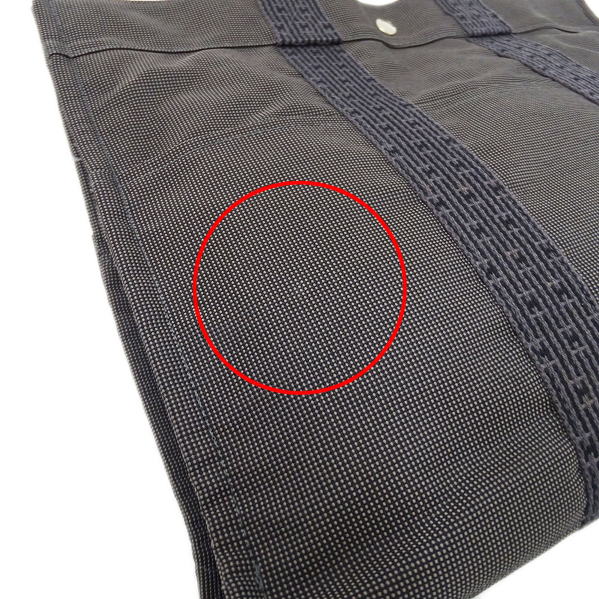 Hermes Black Canvas Handbag Tote Bag (Pre-Owned)