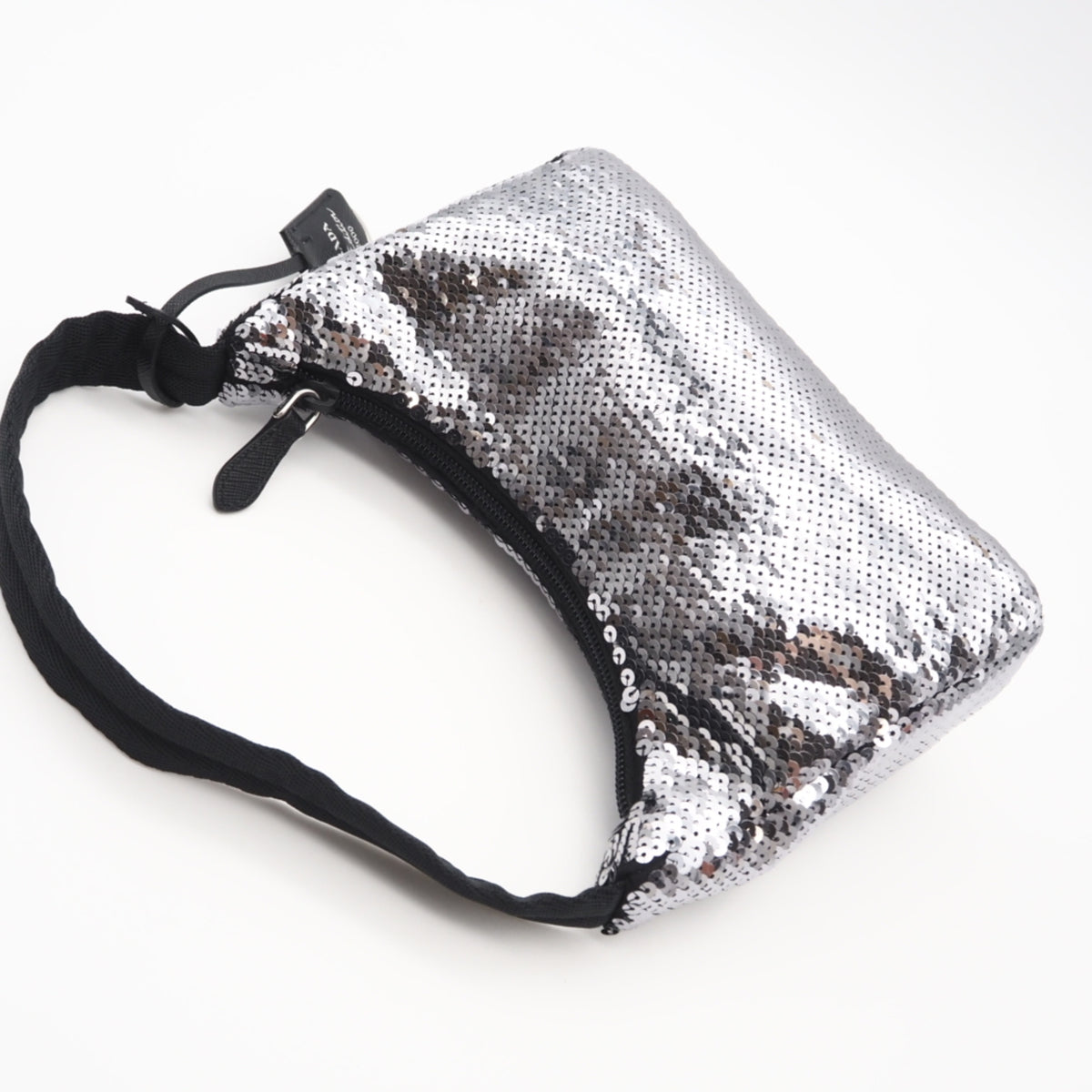 Prada Black Silver Nylon Spangles Handbag (Pre-Owned)