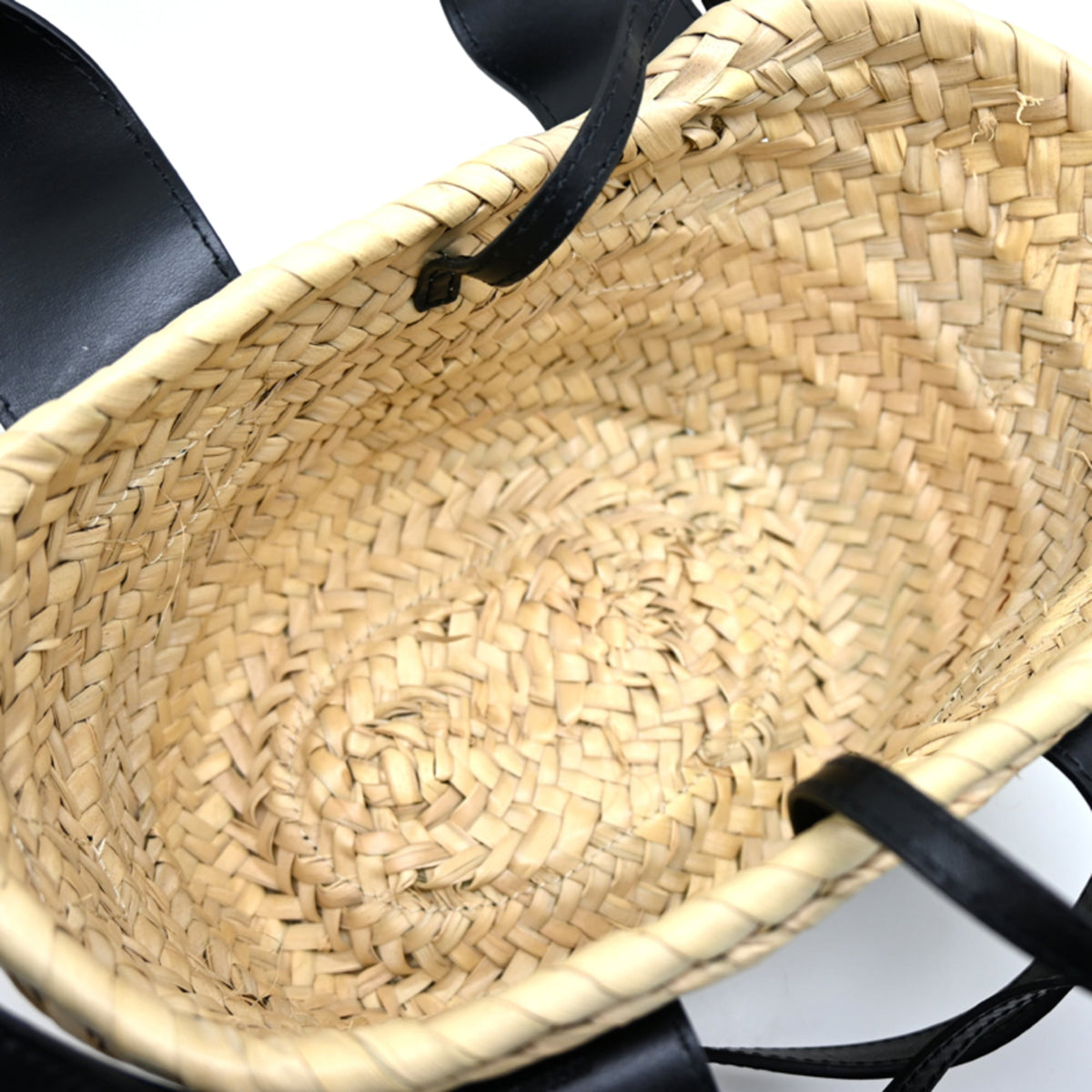 Chloé Black Raffia Leather Basket Handbag (Pre-Owned)